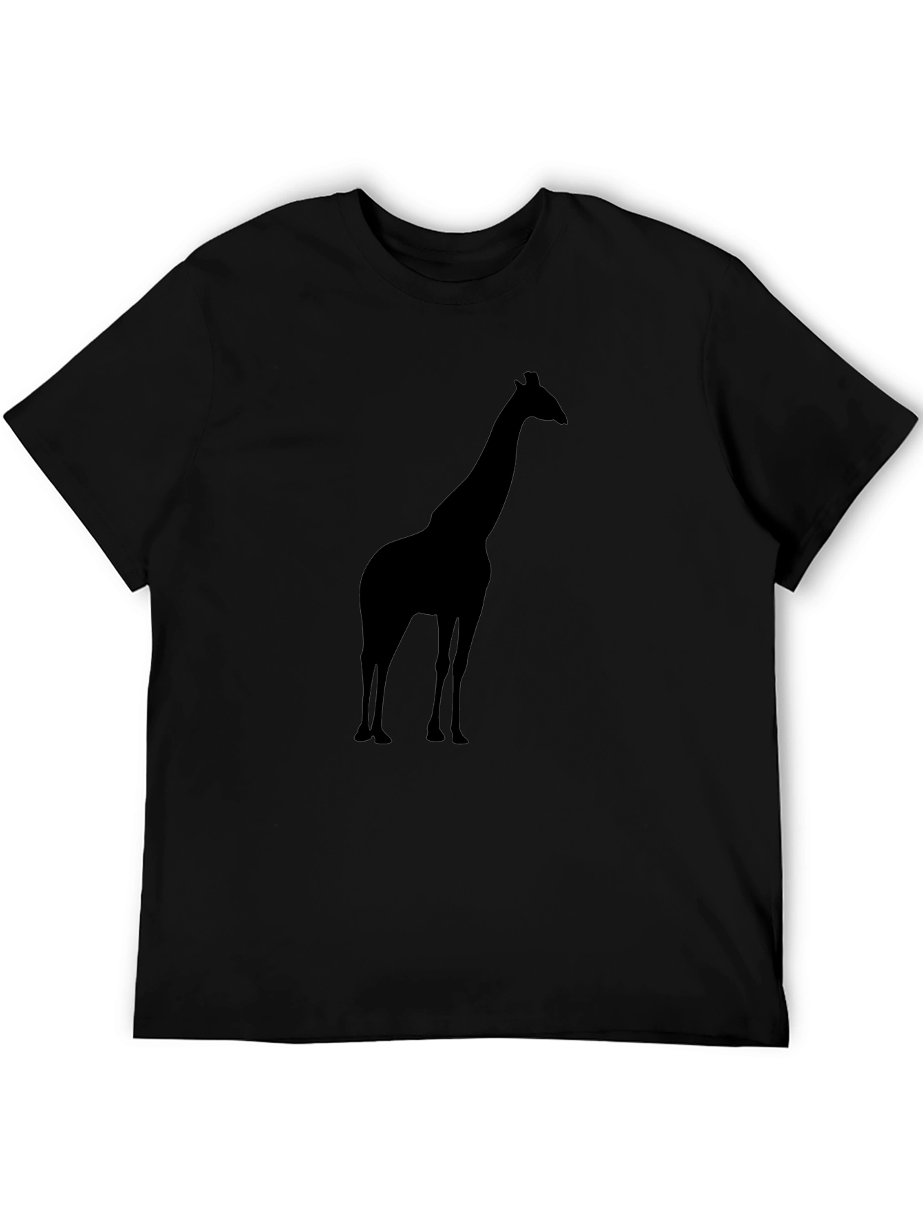 Black Giraffe Silhouette Black T-Shirt view 5