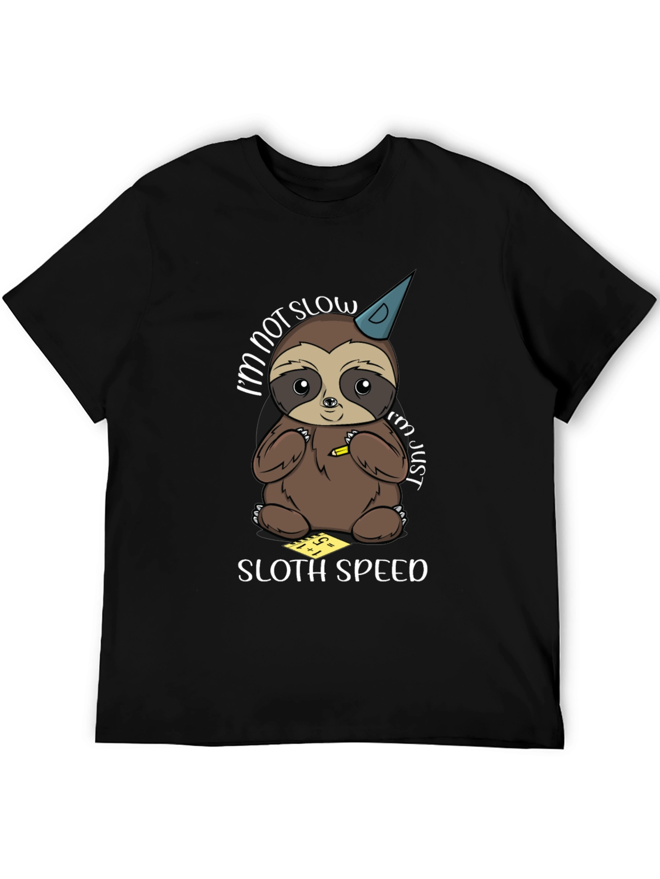 Black Cute Sloth Math T-Shirt - Sloth Speed view 5