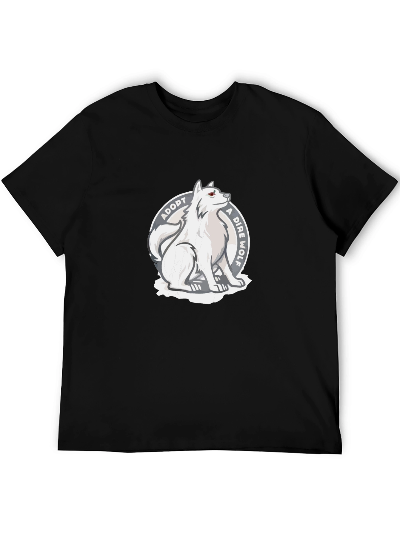 Black Adopt a Dire Wolf Graphic T-Shirt - Black Cotton Tee view 5