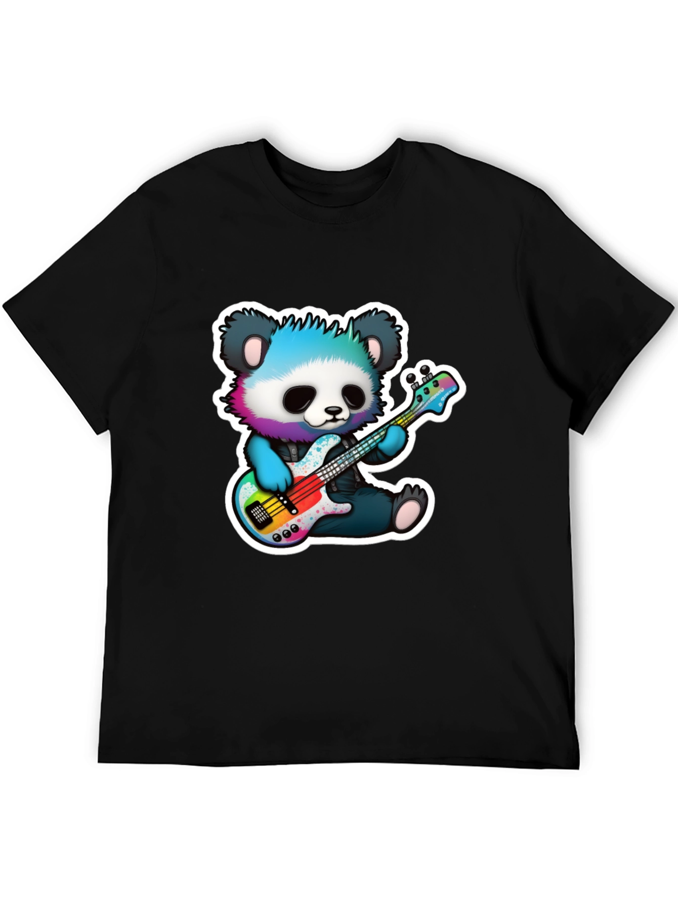 Black Panda Guitarist Graphic Tee - Cool Bear Musician Shirt view 5