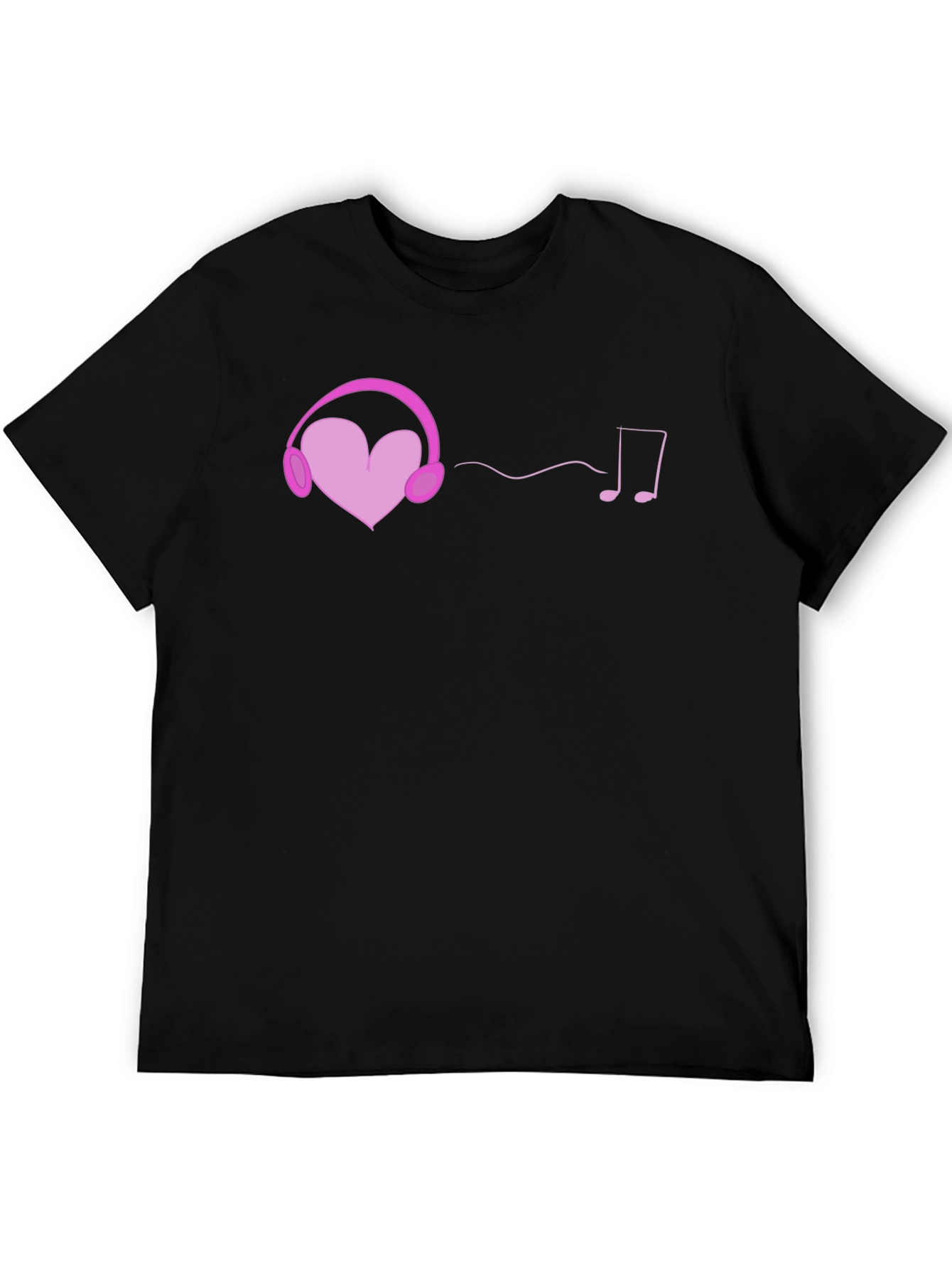 Black Heart Headphones Graphic Tee - Music Lover T-Shirt view 5