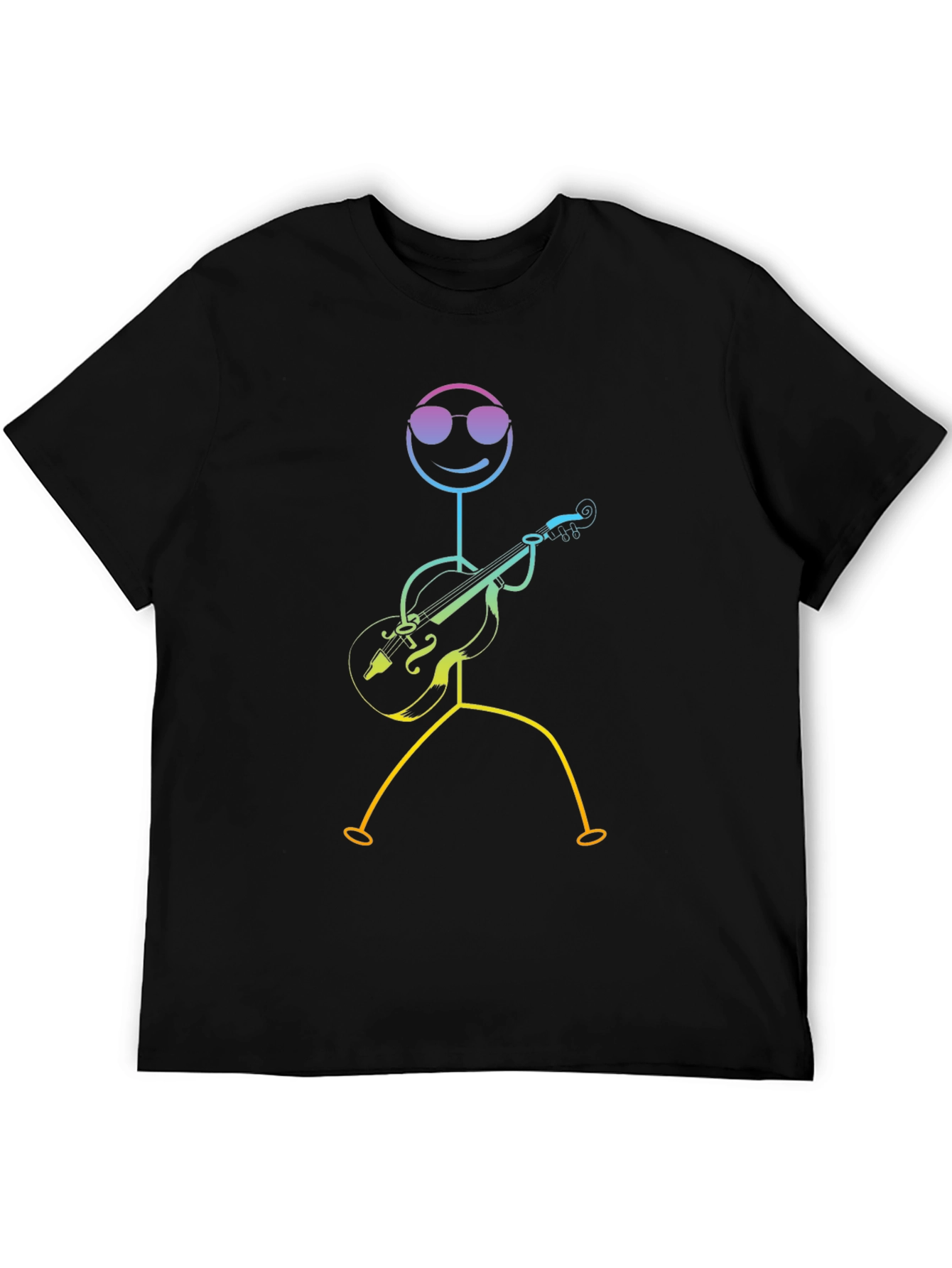 Black Cool Stick Figure Musician Black T-Shirt view 5
