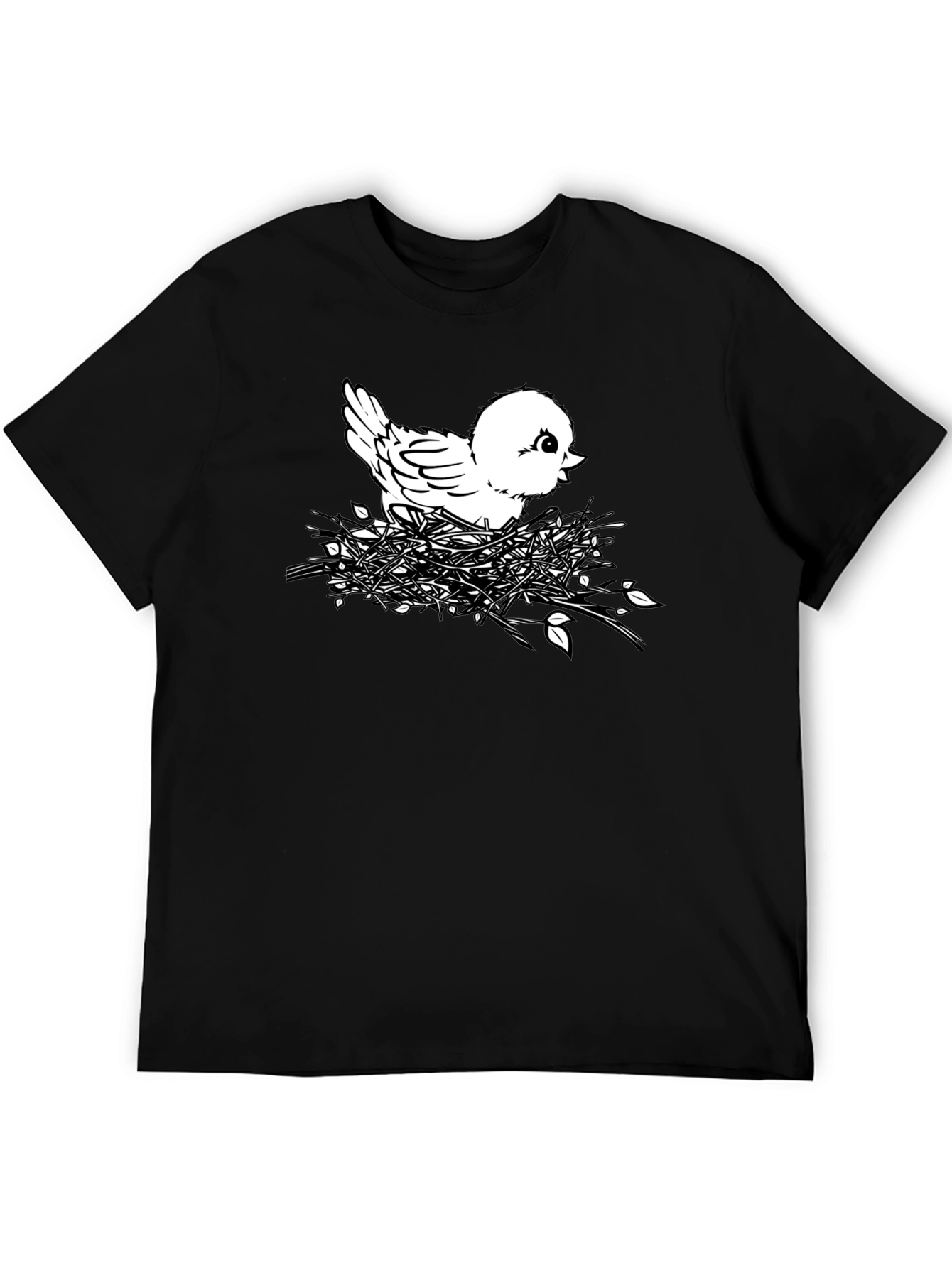 Black Cute Chick in Nest Graphic T-Shirt - Black view 5