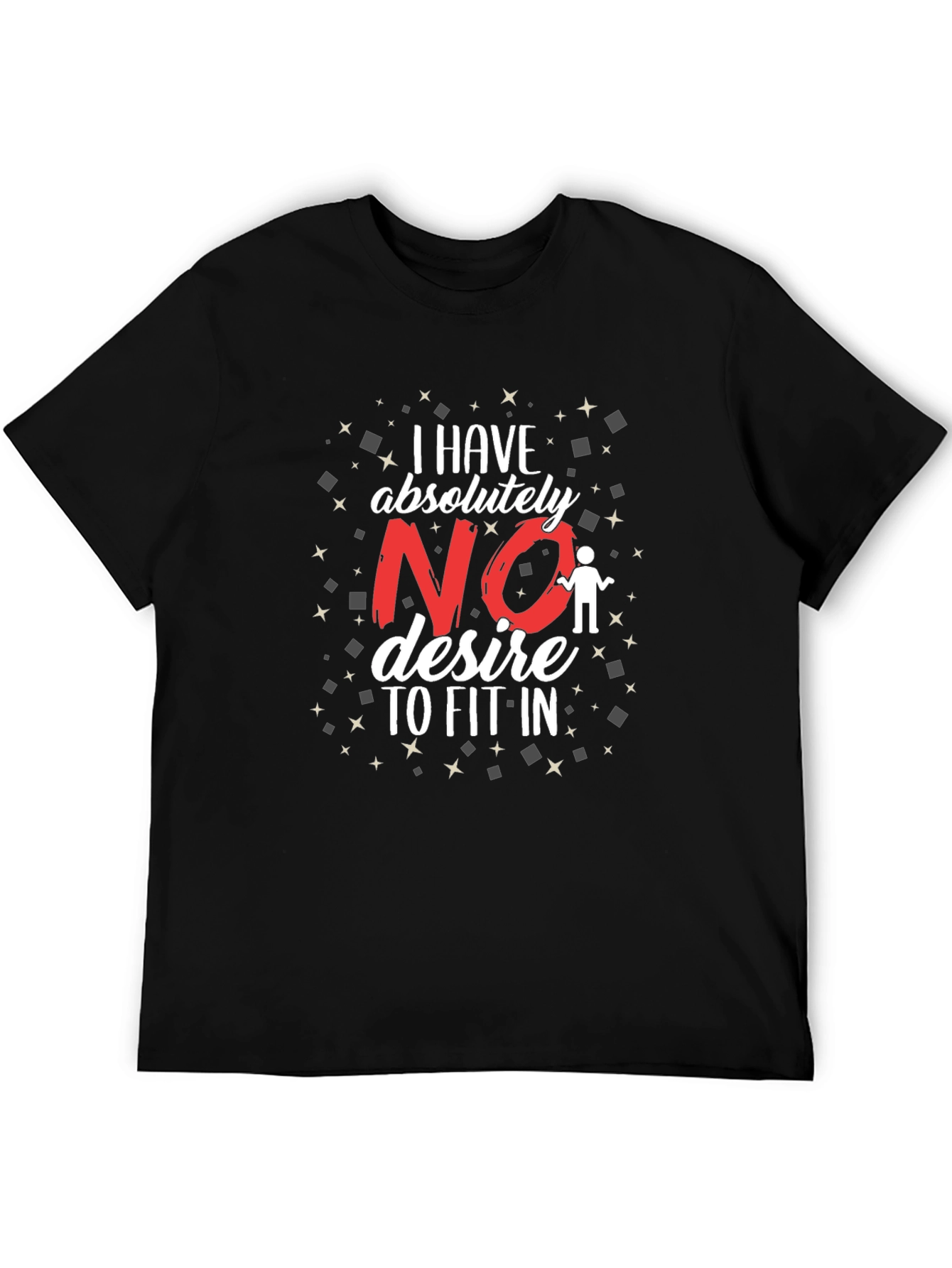 Black No Desire To Fit In Black Graphic Tee view 5