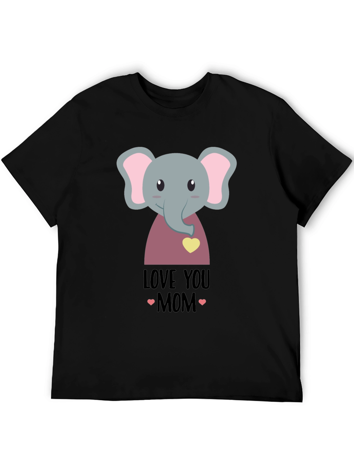 Black Love You Mom Elephant Graphic T-Shirt view 5