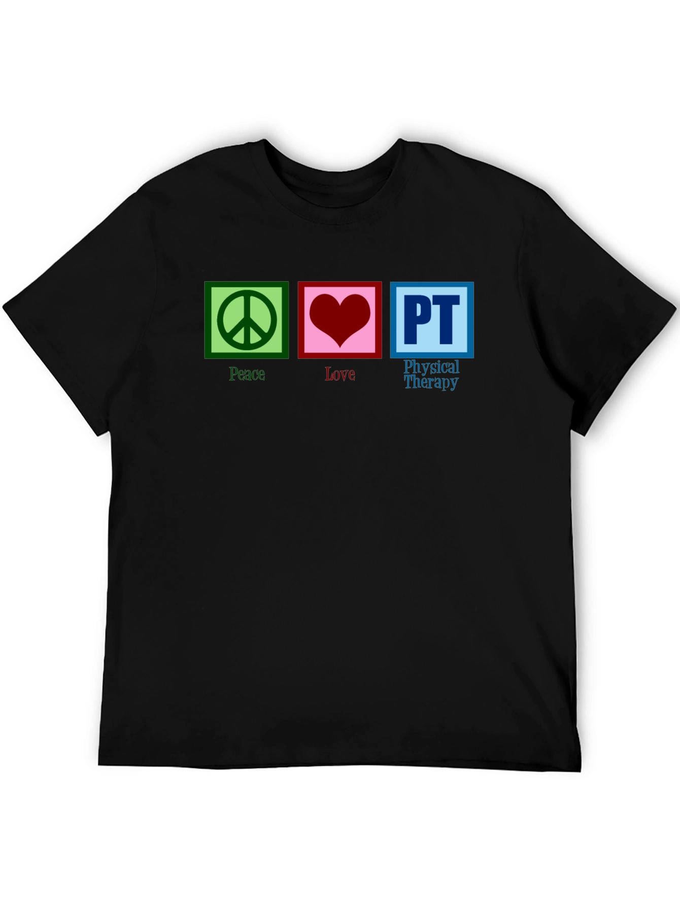 Black Peace Love PT Therapy T-Shirt view 5