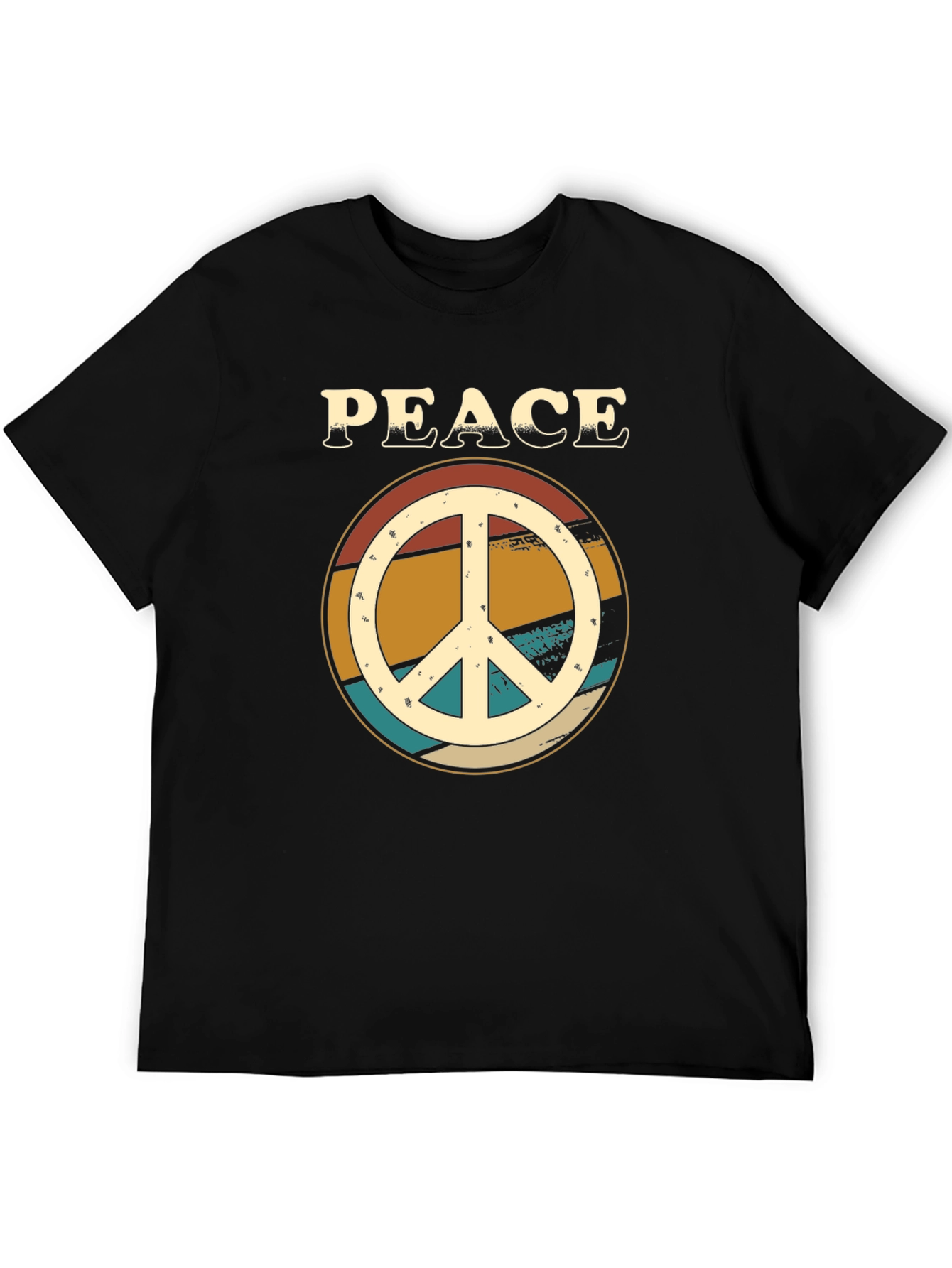 Black Peace Sign Retro Graphic Tee - Black view 5