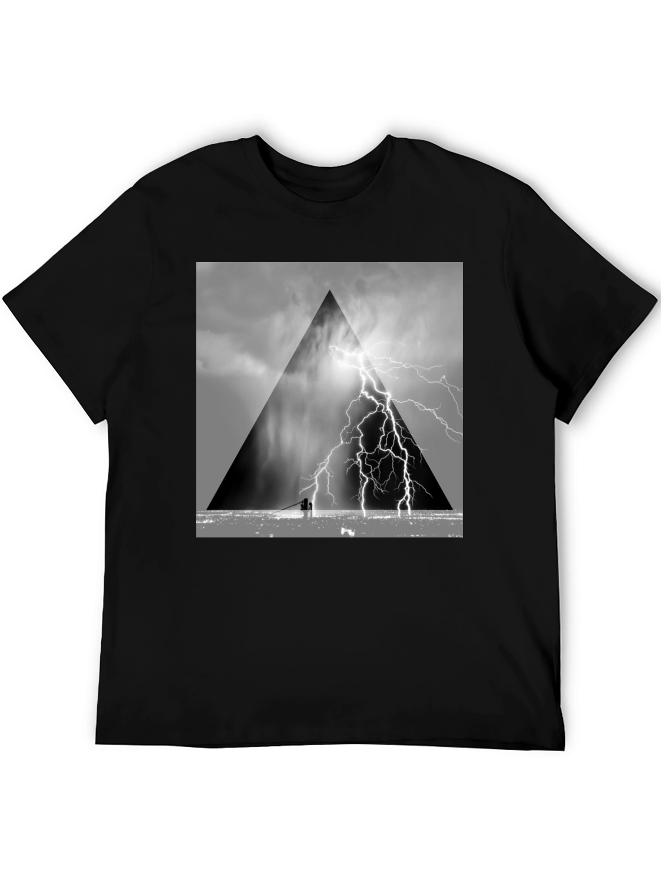 Black Stormy Triangle Graphic T-Shirt view 5