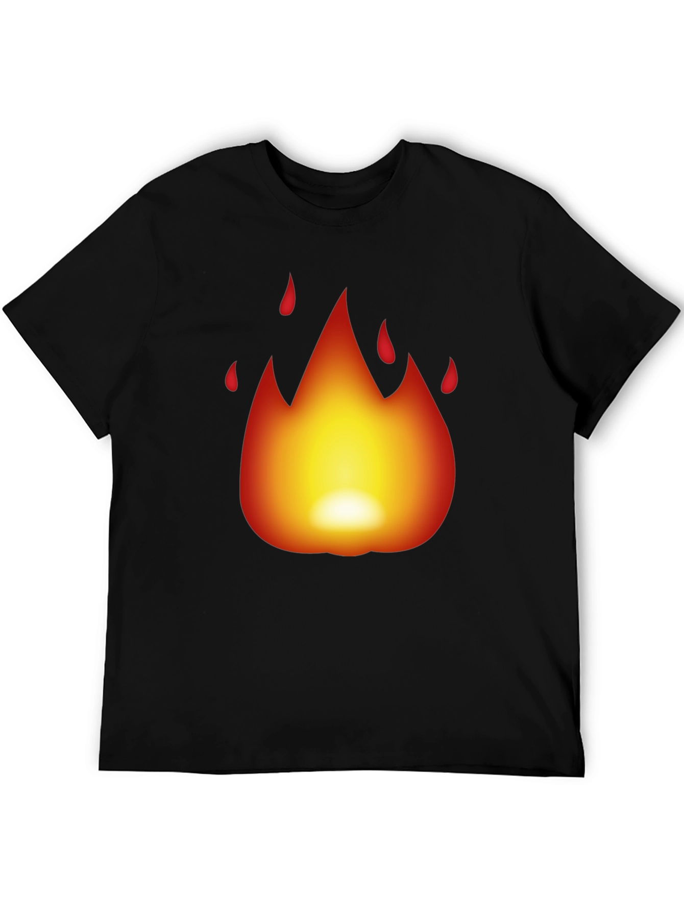 Black Fiery Flame Graphic Black T-Shirt view 5