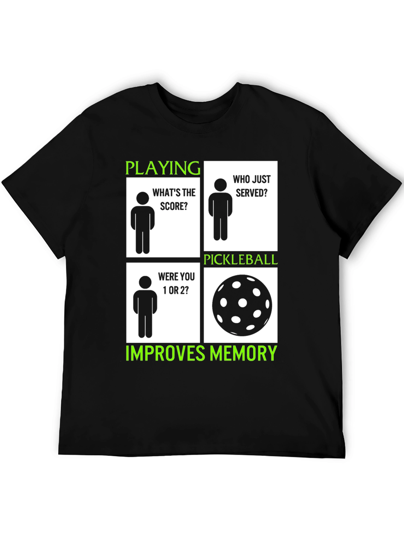 Black Pickleball Improves Memory T-Shirt view 5