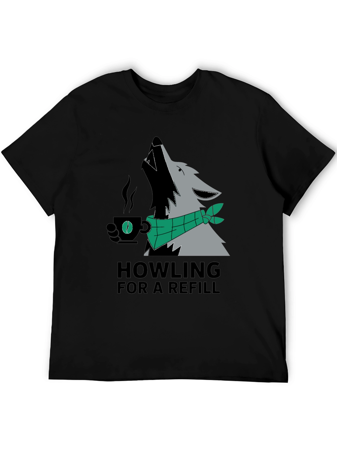Black Howling For A Refill Wolf Coffee T-Shirt view 5