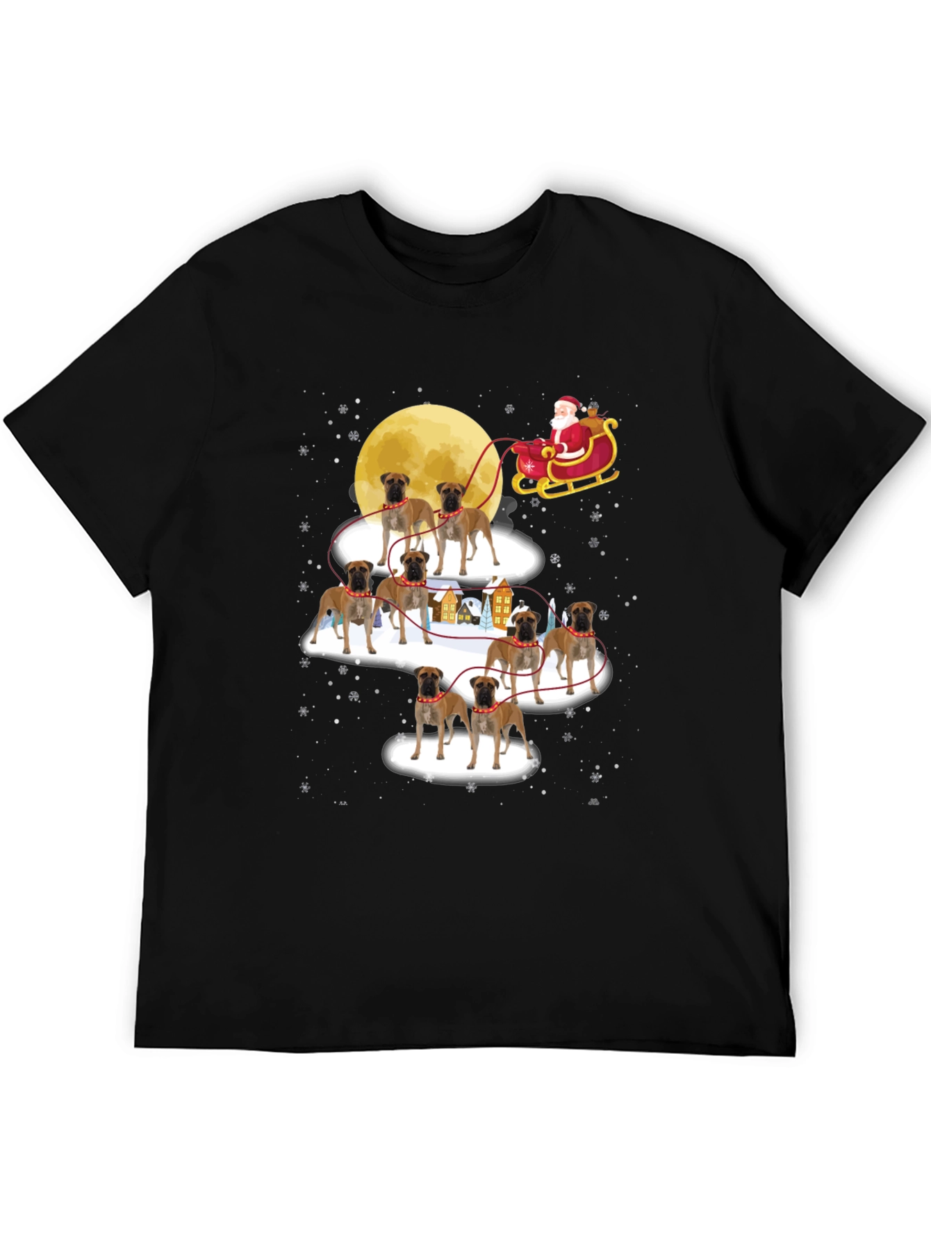 Black Boxer Dog Santa Christmas T-Shirt view 5