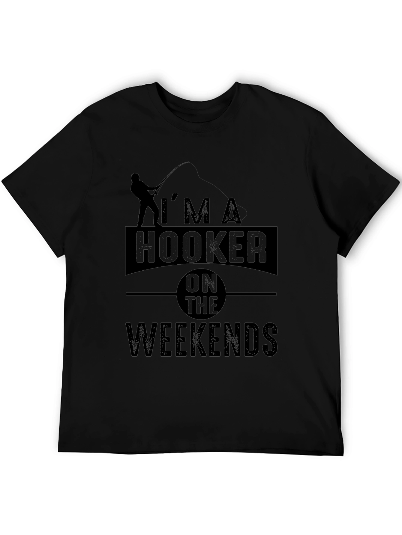 Black I'm A Hooker On The Weekends Fishing T-Shirt view 5