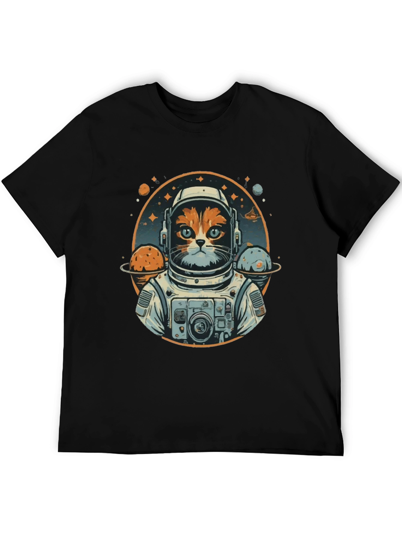 Black Cat Astronaut Graphic T-Shirt - Space Kitty Tee view 5