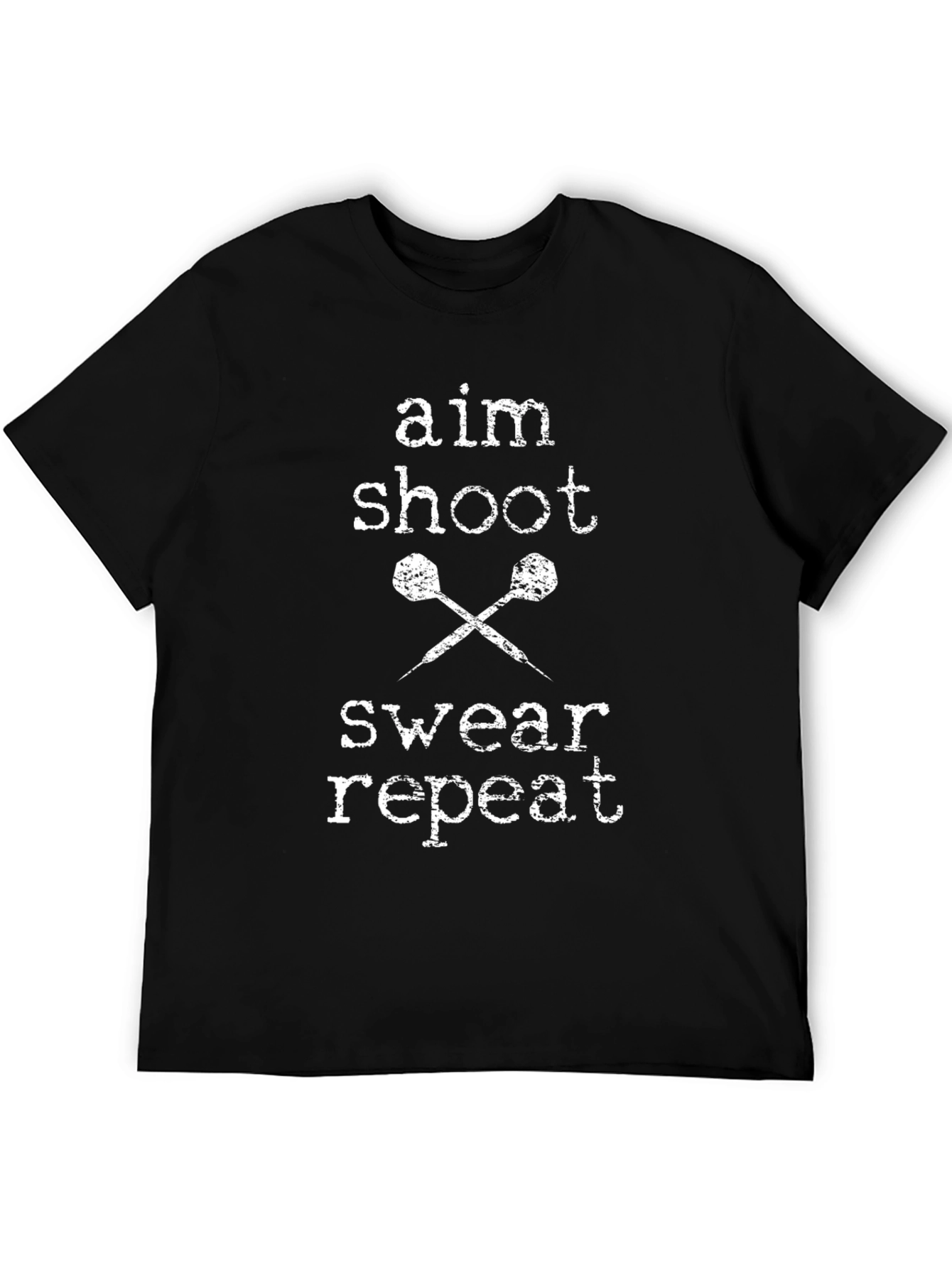 Black Aim Shoot Swear Repeat Dart T-Shirt view 5