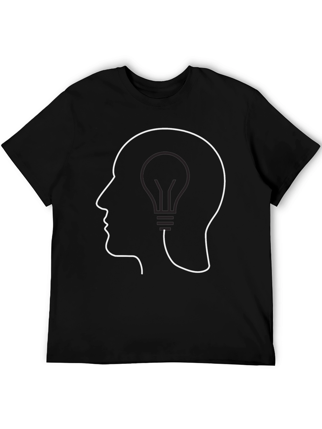 Black Thinking Lightbulb Tee - Stylish Idea T-Shirt view 5