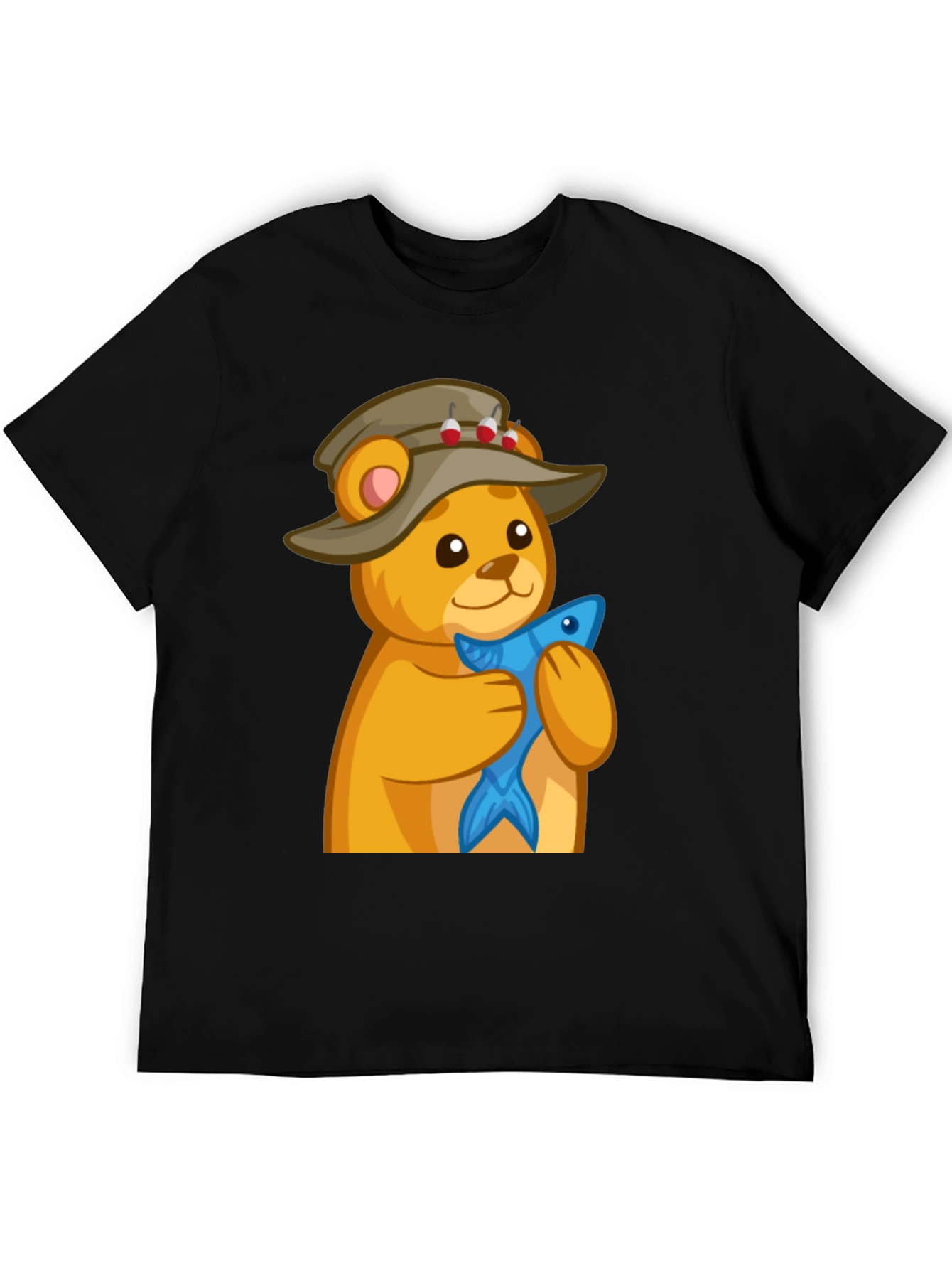 Black Fishing Bear T-Shirt view 5