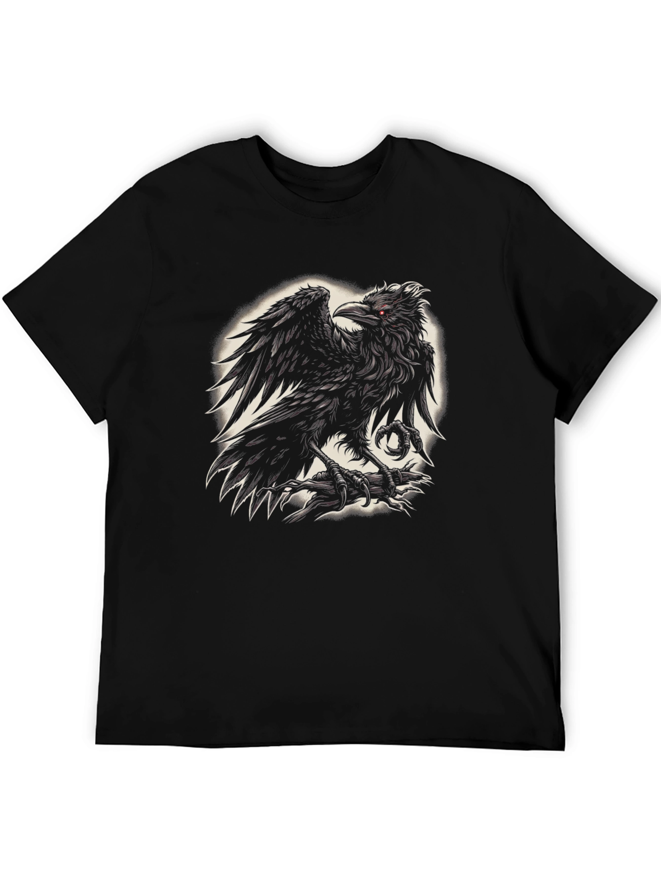 Black Raven Graphic Tee - Black Crew Neck T-Shirt view 5