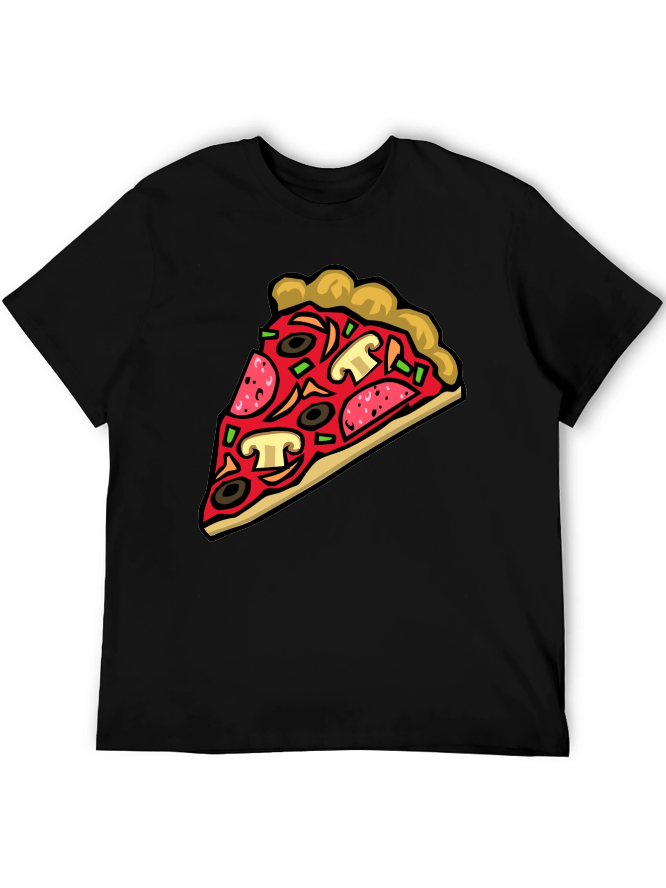 Black Pizza Slice Graphic Tee - Black Crew Neck view 5