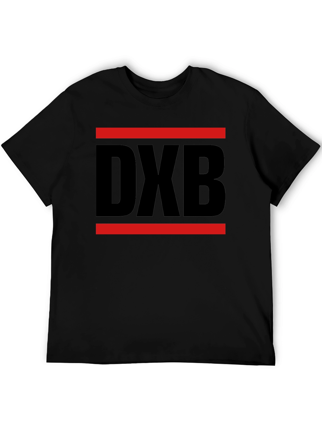 Black DXB Bold Graphic Tee - Modern Airport Code Shirt view 5