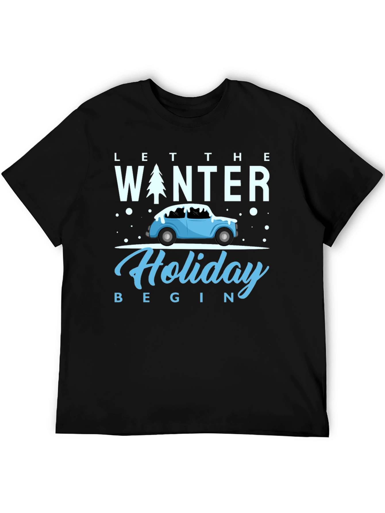 Black Winter Holiday Tee: Let the Holiday Begin Shirt view 5