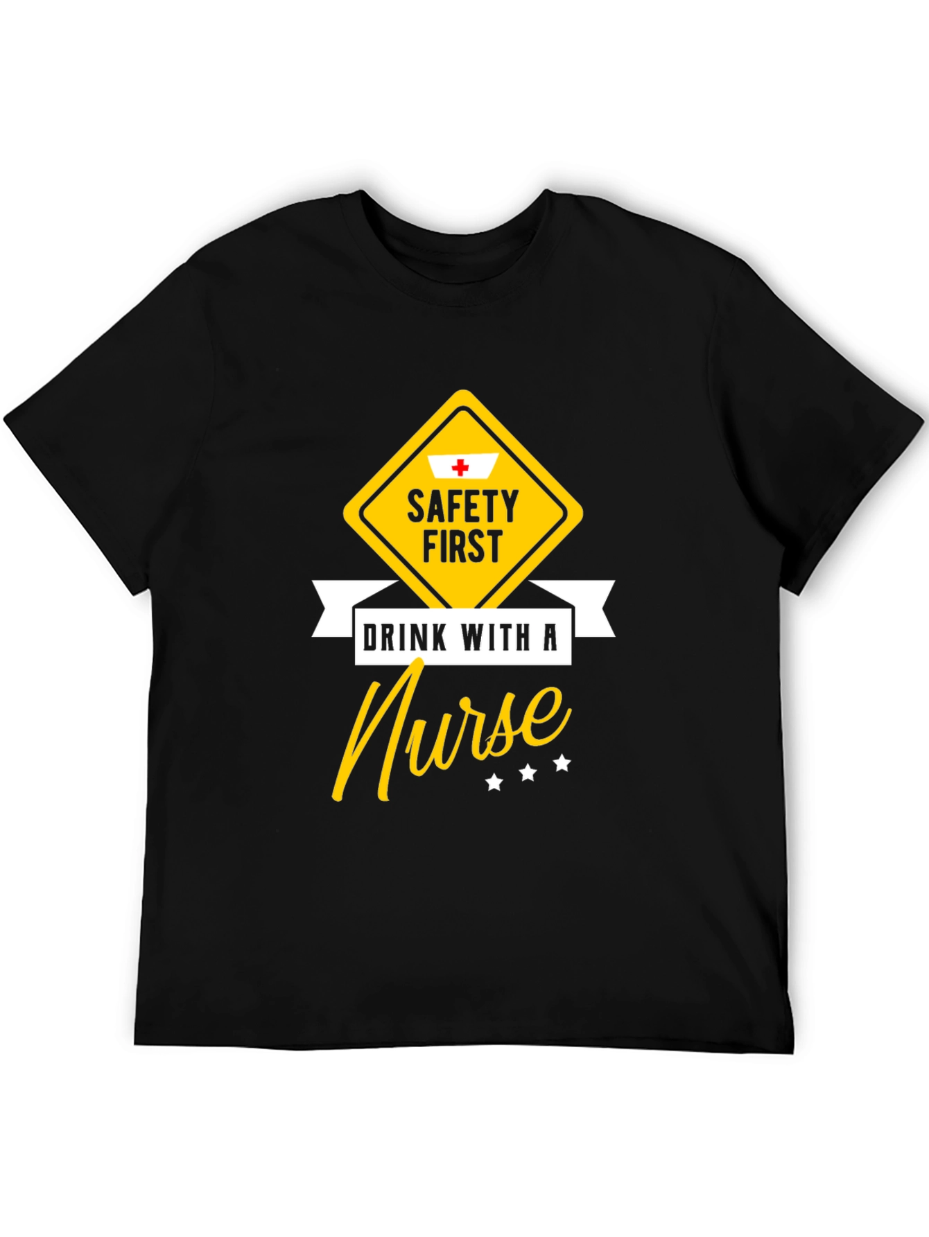 Black Safety First Drink With a Nurse T-Shirt view 5