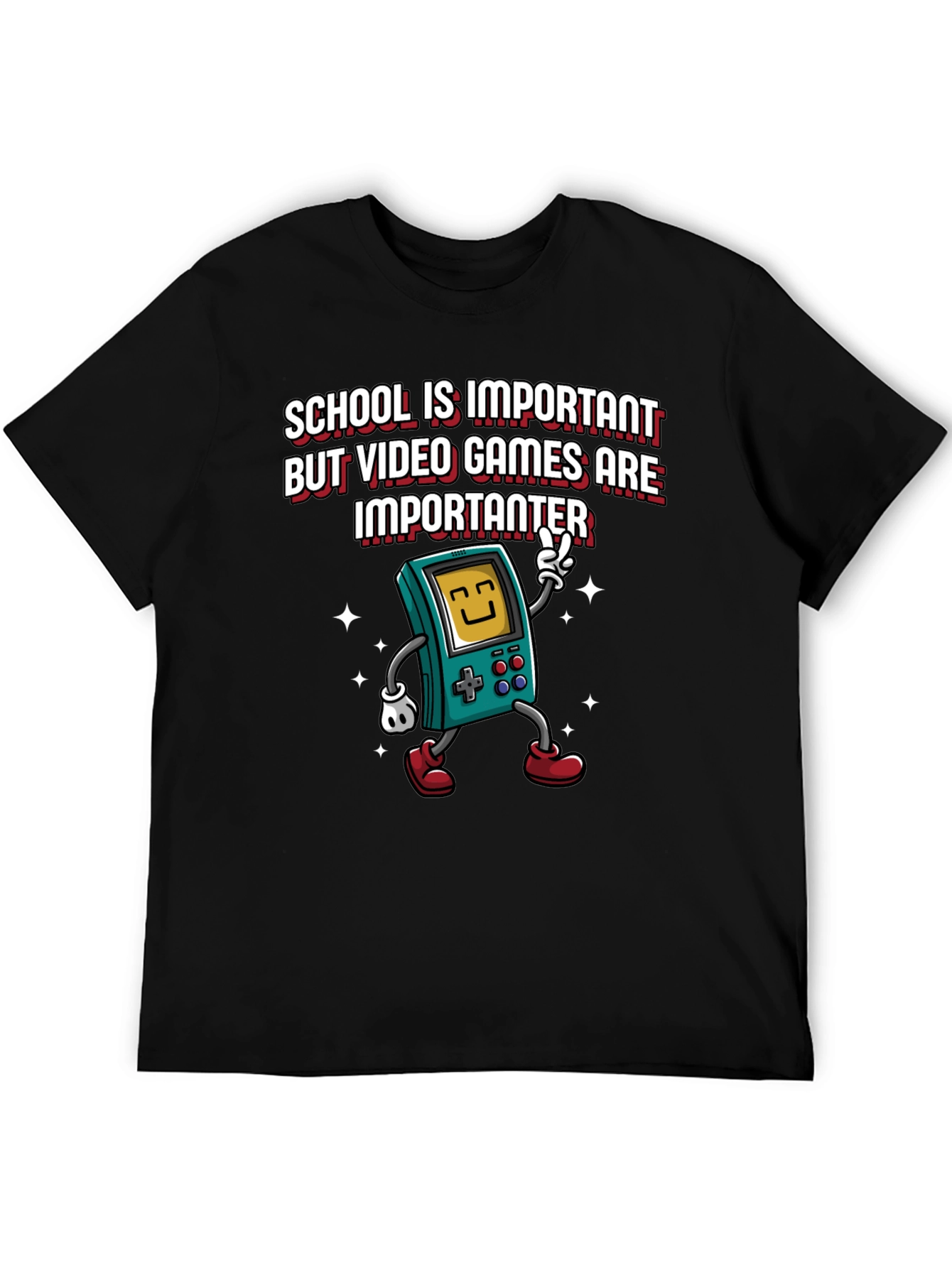 Black Video Game Lover's Tee: School vs Games view 5