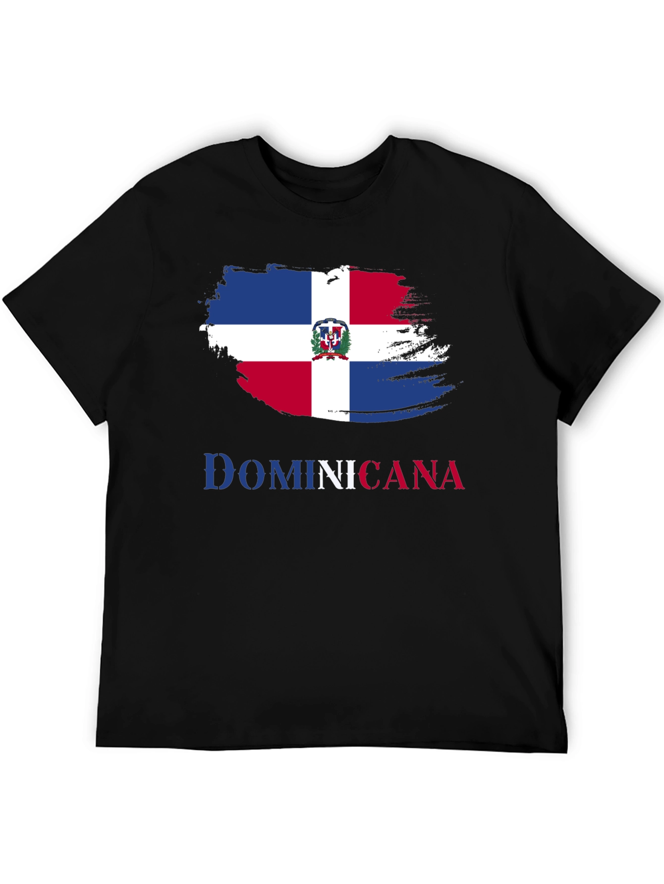 Black Dominicana Flag T-Shirt - Men's Short Sleeve Tee view 5
