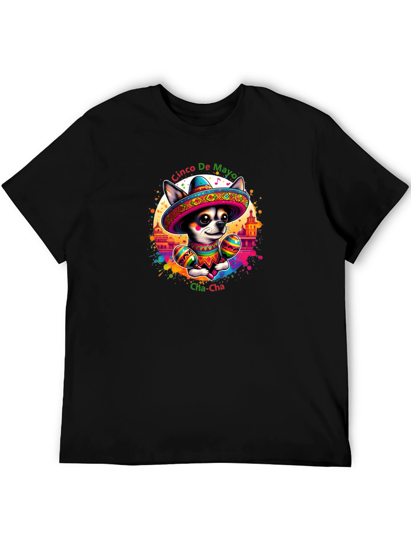 Black Cinco De Mayo Chihuahua T-Shirt view 5