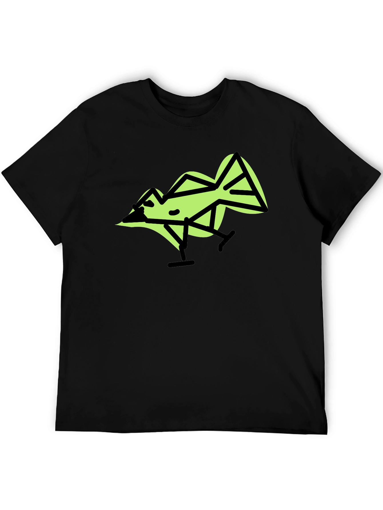 Black Geometric Bird Graphic T-Shirt view 5