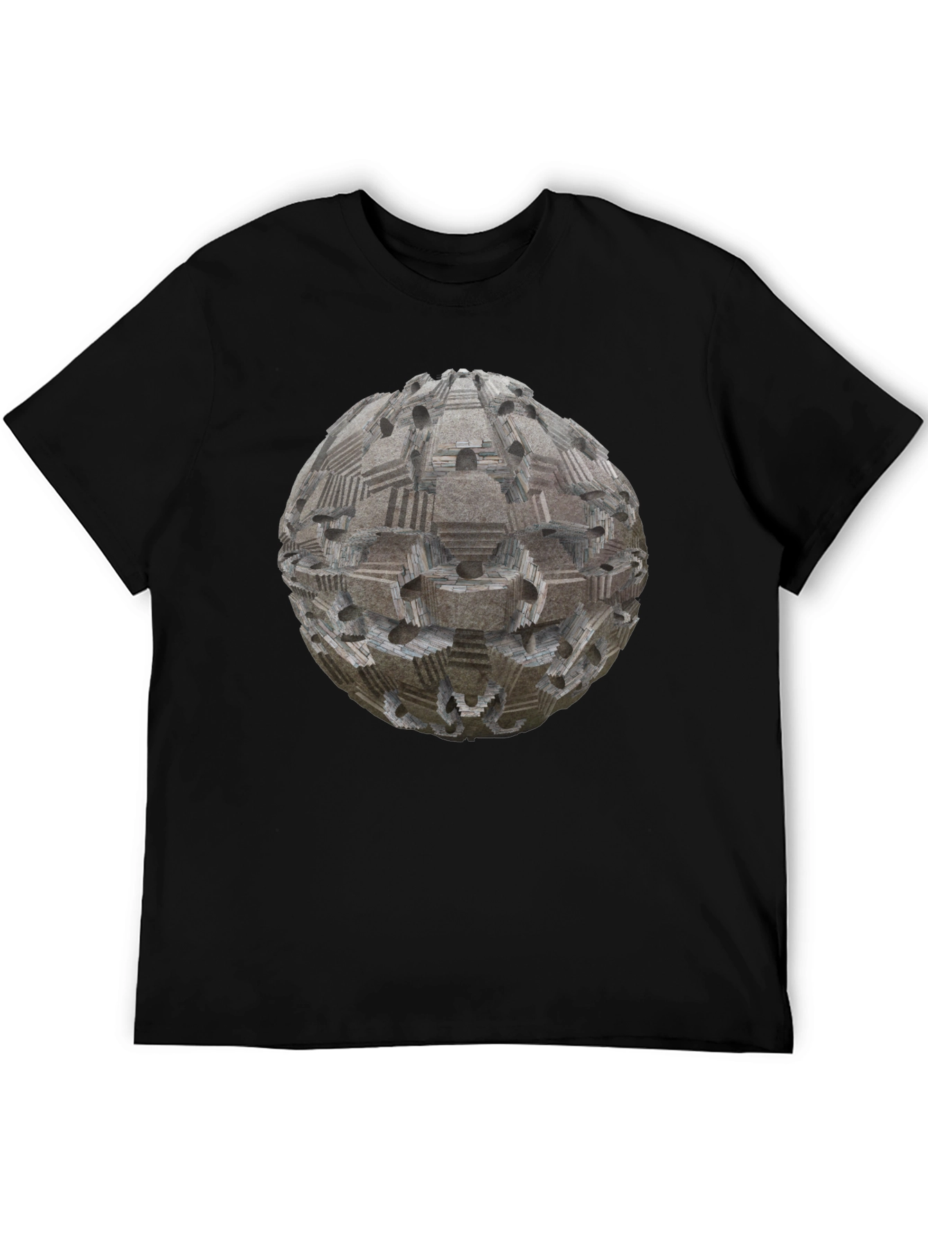 Black Geometric Sphere Print T-Shirt - Modern Style view 5