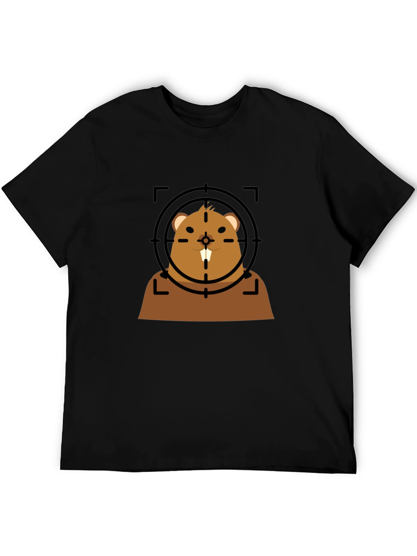Black Funny Beaver Target T-Shirt - Novelty Graphic Tee view 5