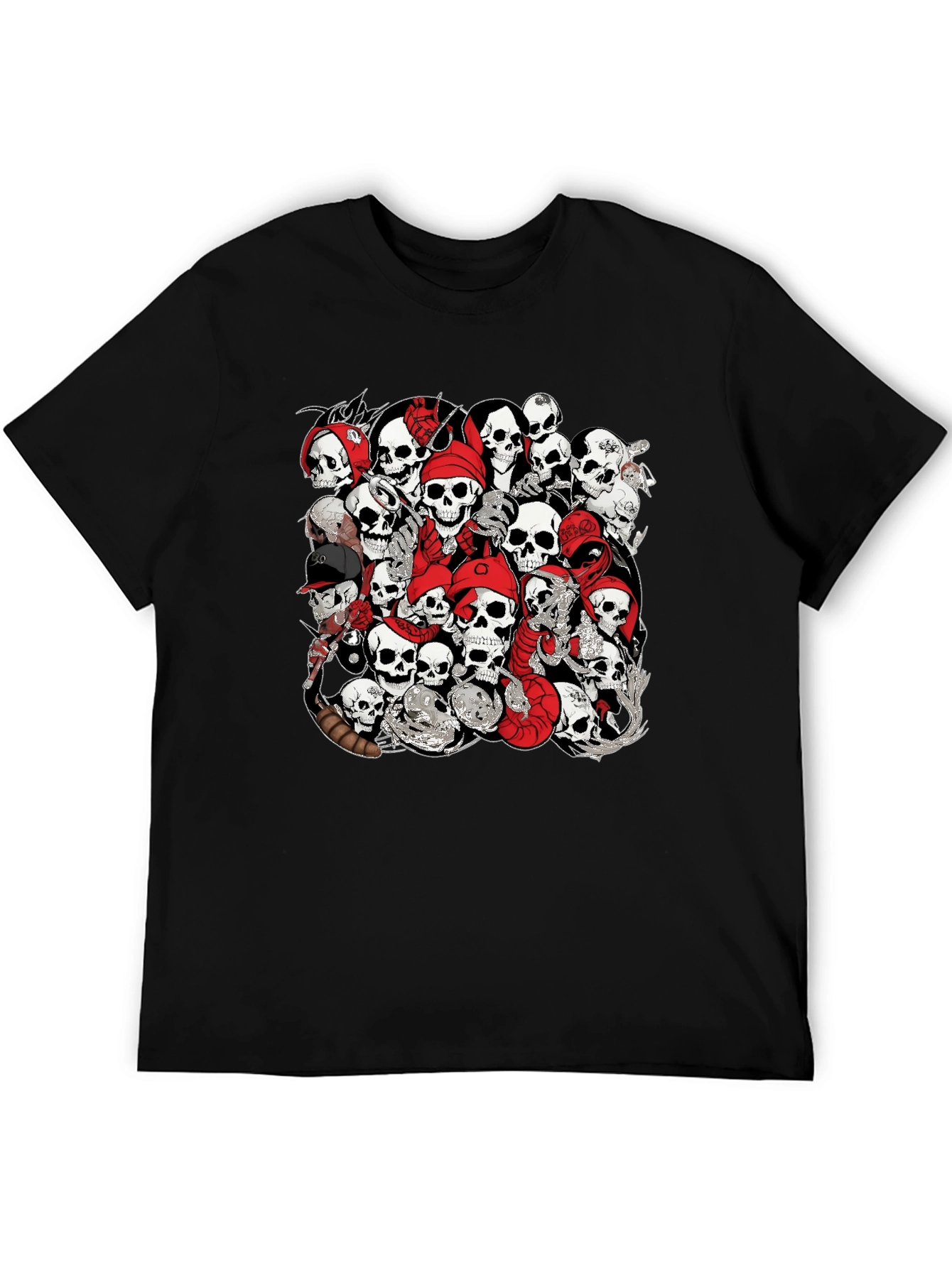 Black Skull Pile Graphic Tee - Bold Black T-Shirt view 5