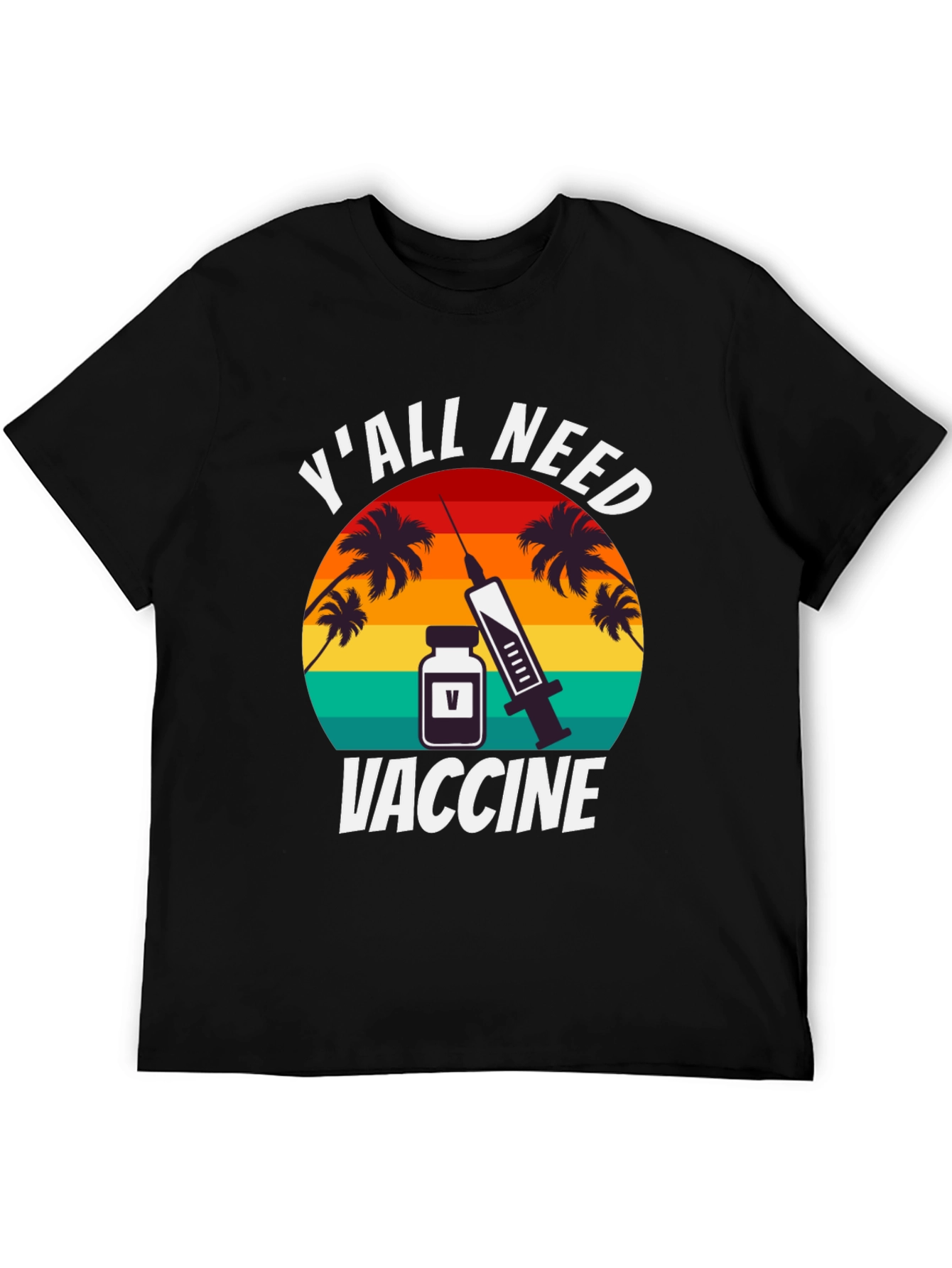 Black Y'all Need Vaccine Graphic T-Shirt view 5
