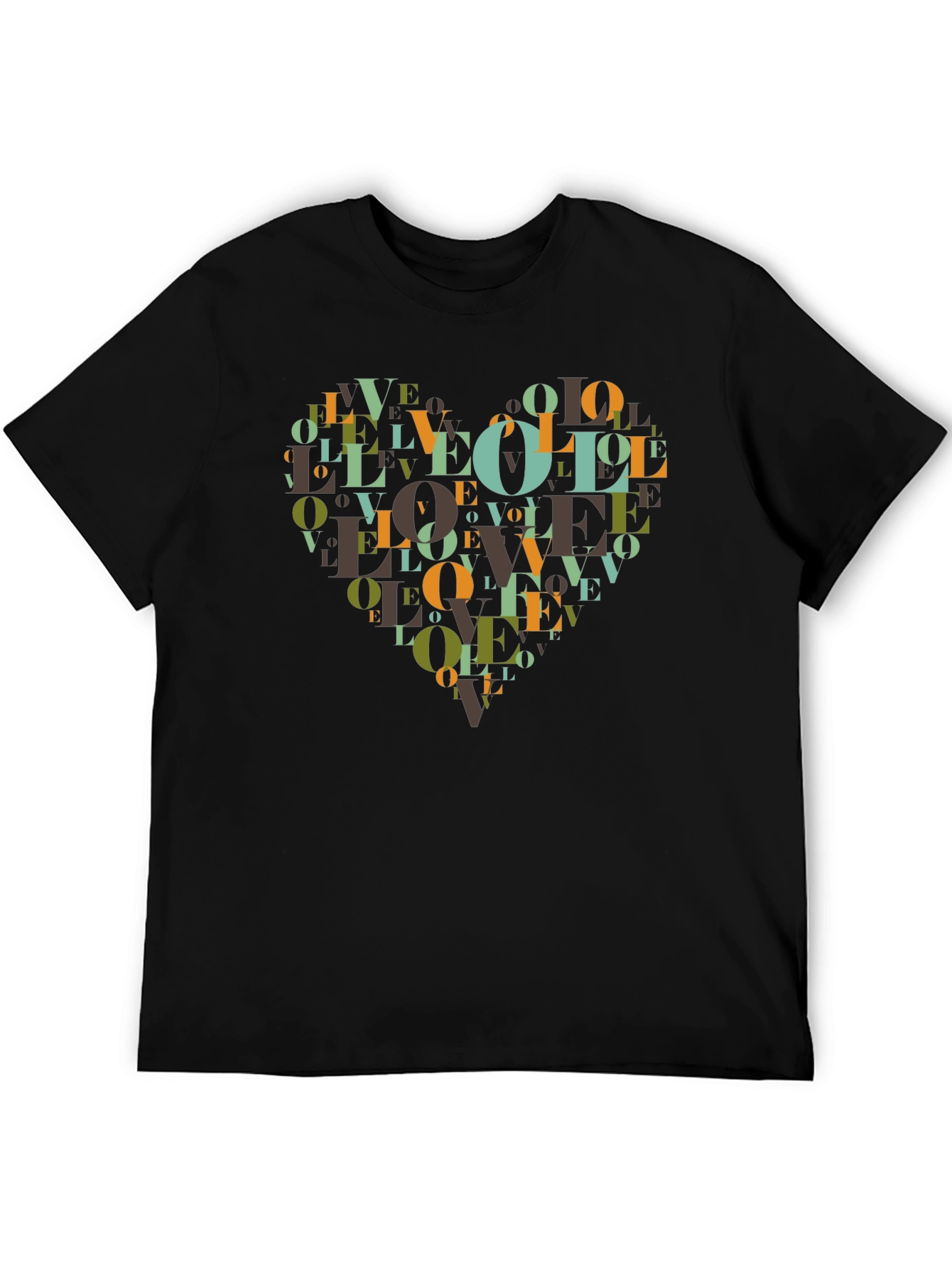 Black Love Heart Graphic Black T-Shirt view 5