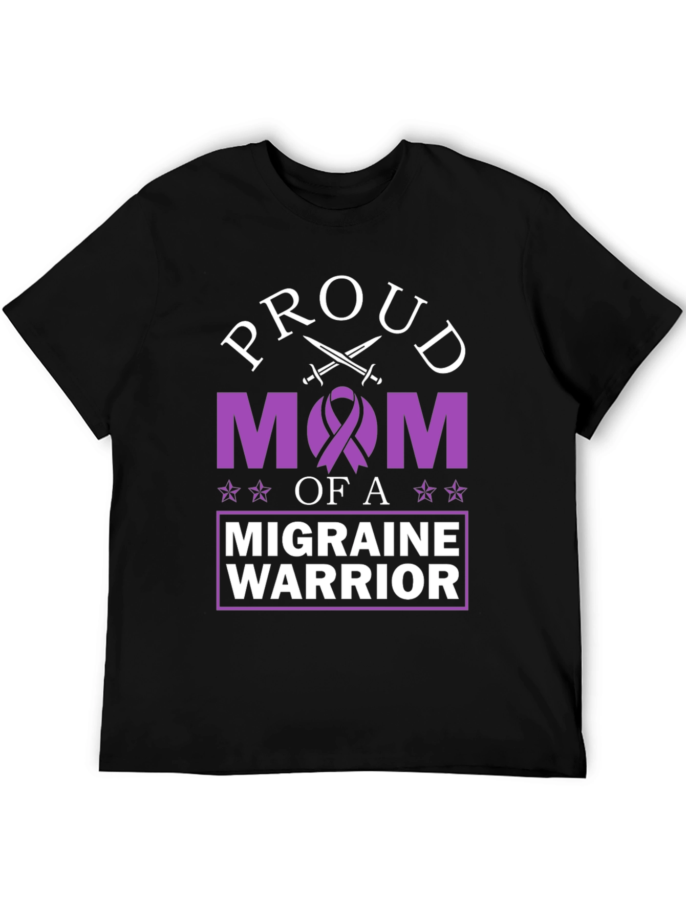 Black Proud Mom of a Migraine Warrior Graphic T-Shirt view 5