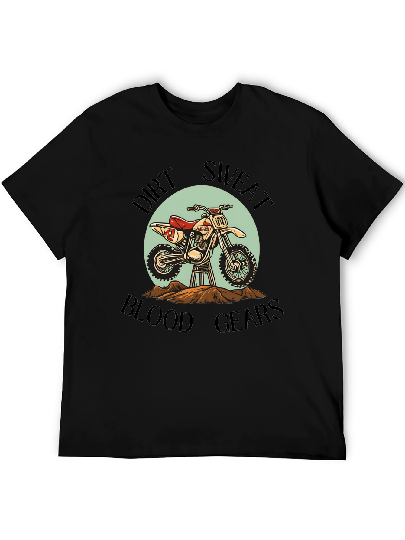 Black Dirt Bike T-Shirt: Sweat, Blood, & Gears view 5