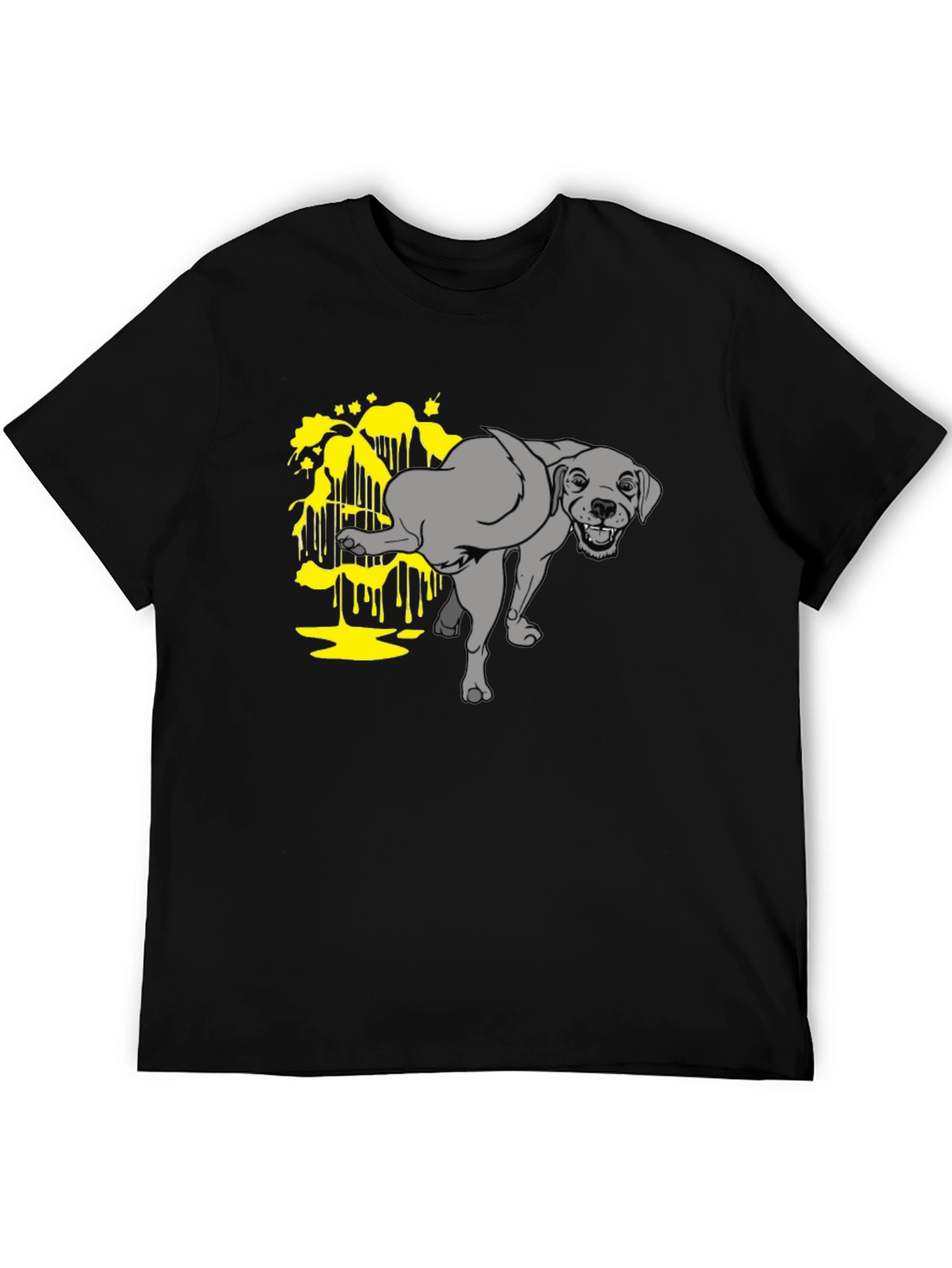 Black Funny Dog Peeing Humor Graphic Black T-Shirt view 5