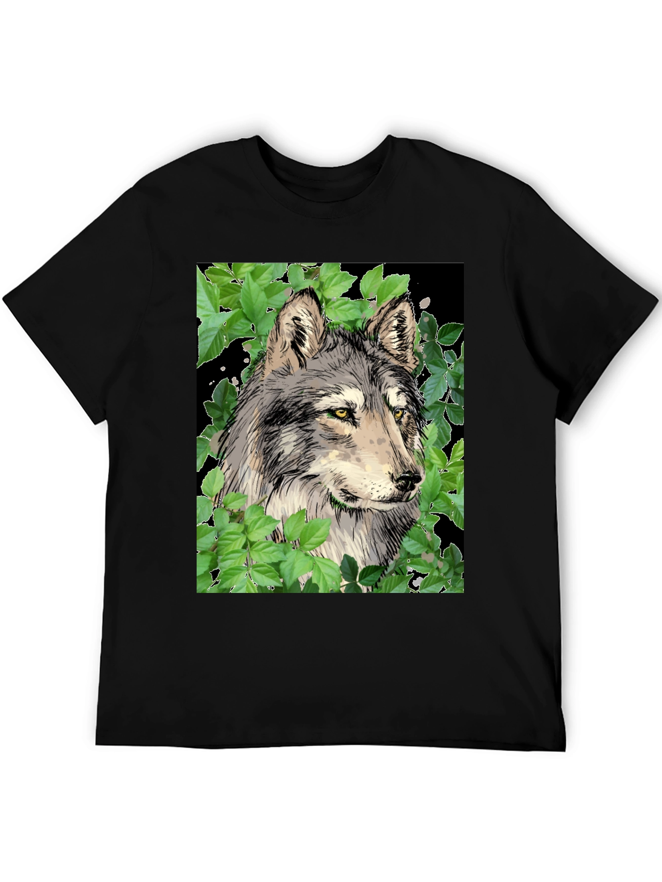 Black Wolf Graphic Black T-Shirt view 5