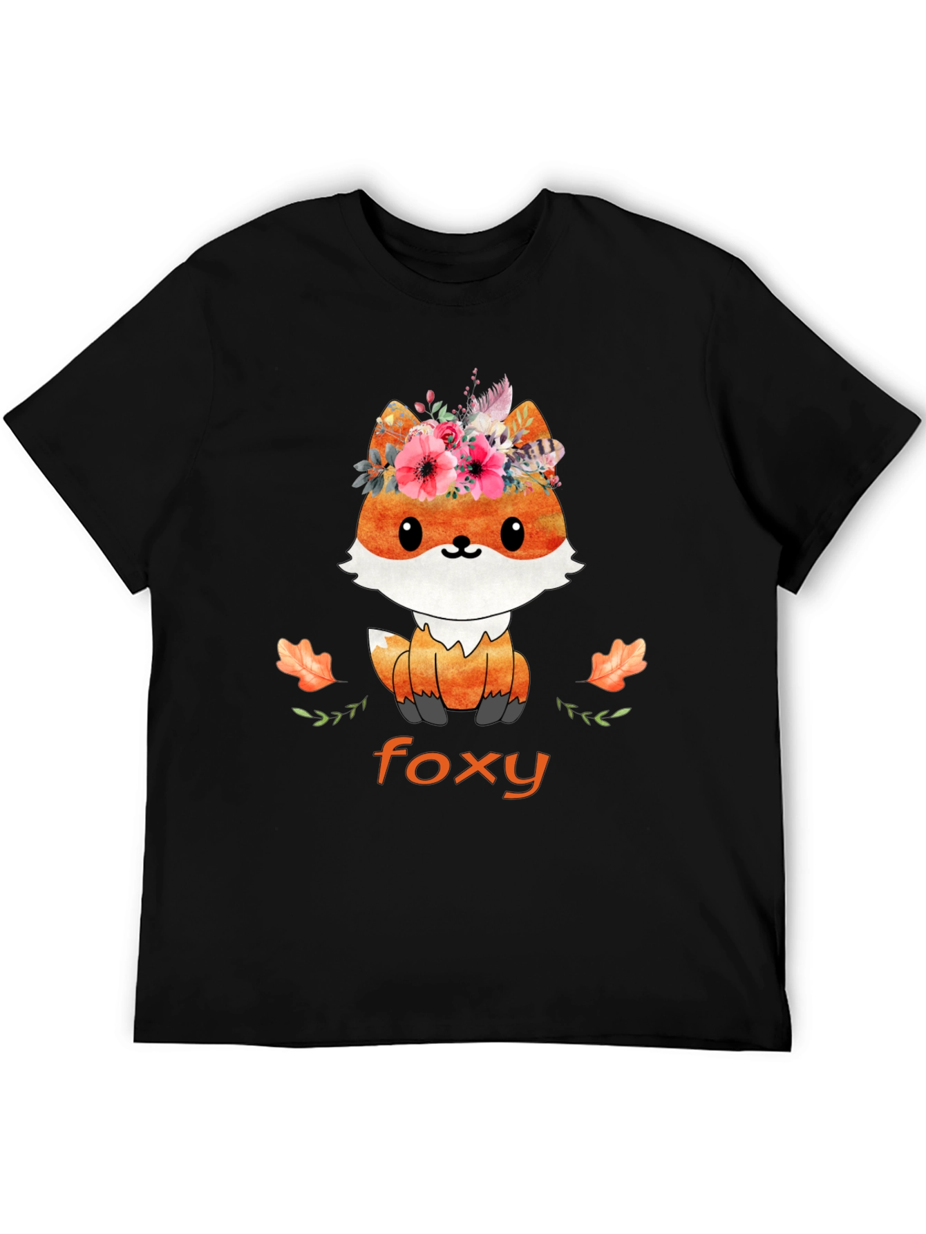 Black Foxy T-Shirt - Cute Animal Graphic Tee view 5