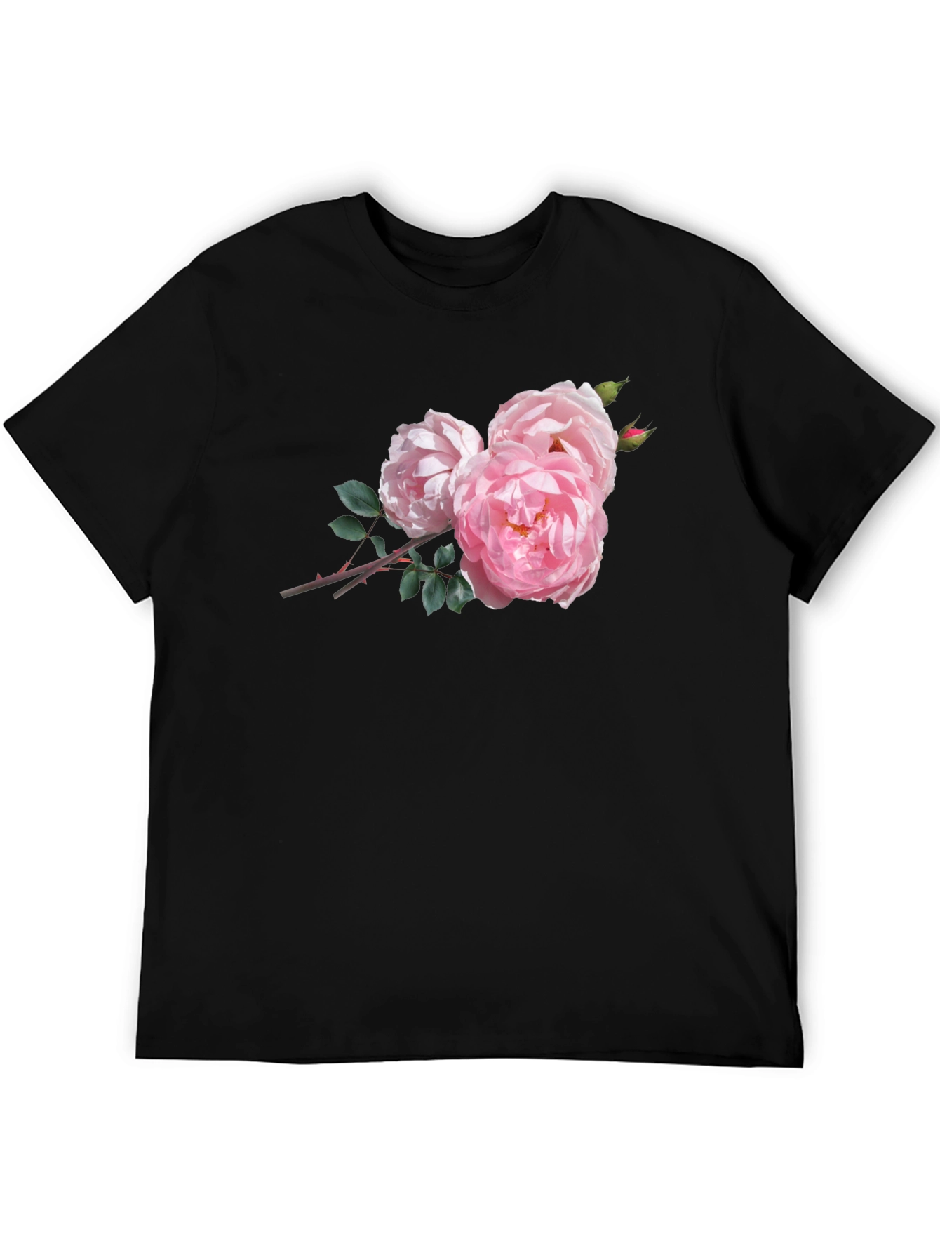 Black Floral Print Crew Neck T-Shirt view 5