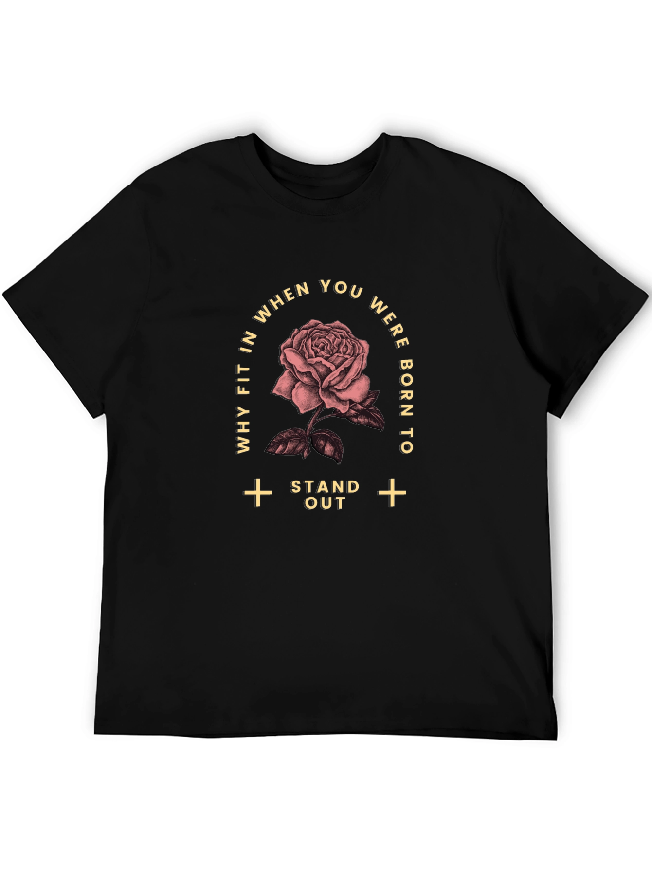 Black Stand Out Rose Graphic Tee view 5