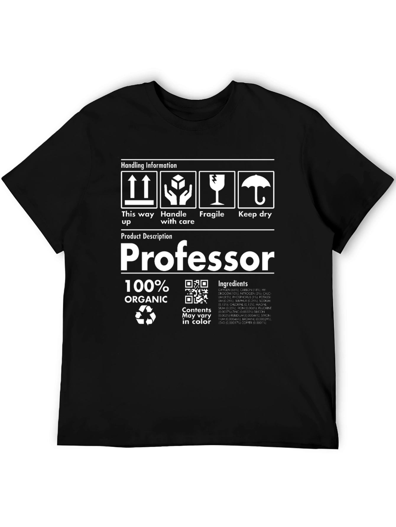 Black Professor 100% Organic Novelty T-Shirt view 5