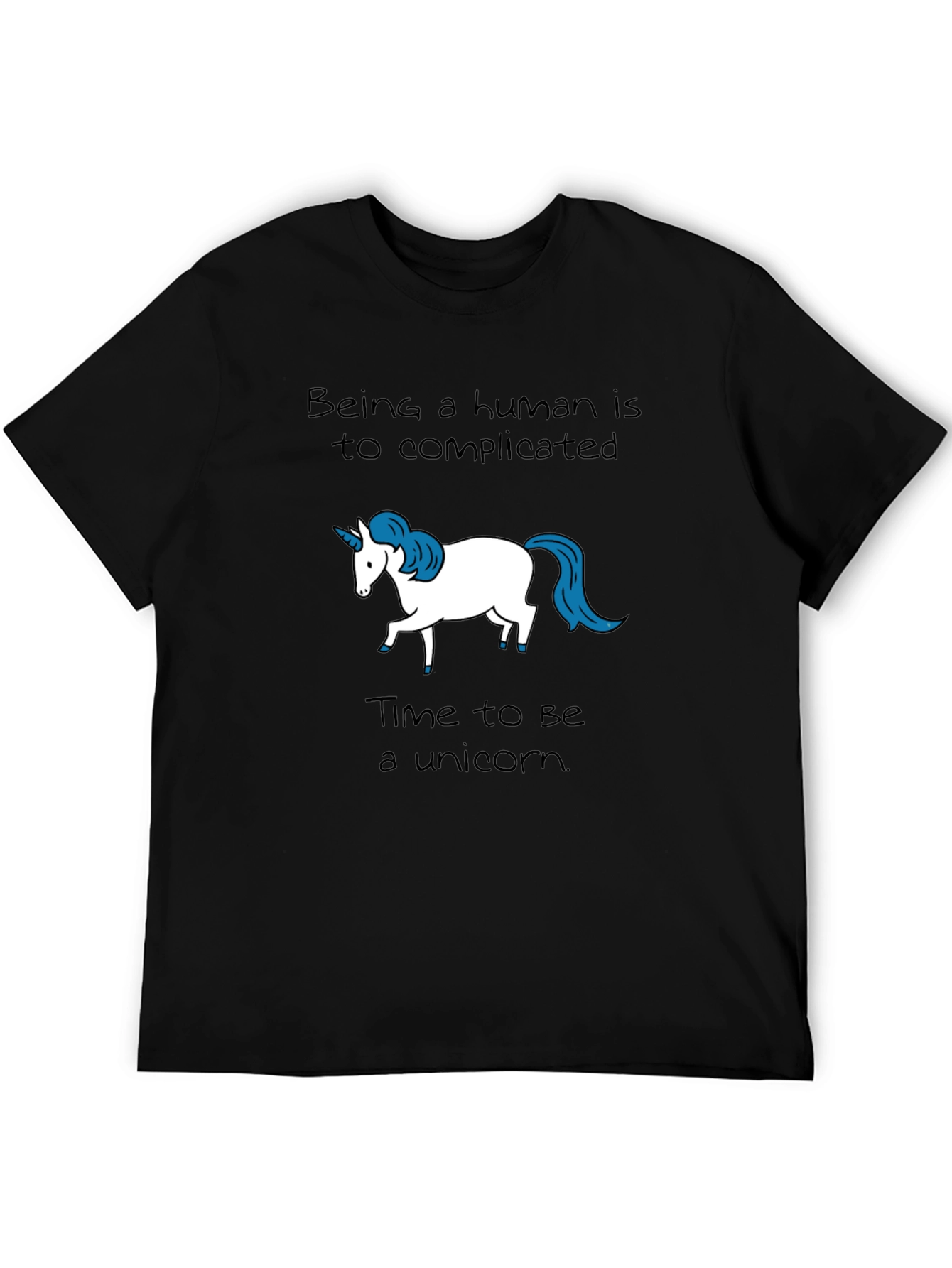 Black Unicorn T-Shirt - Being Human Is Too Complicated view 5