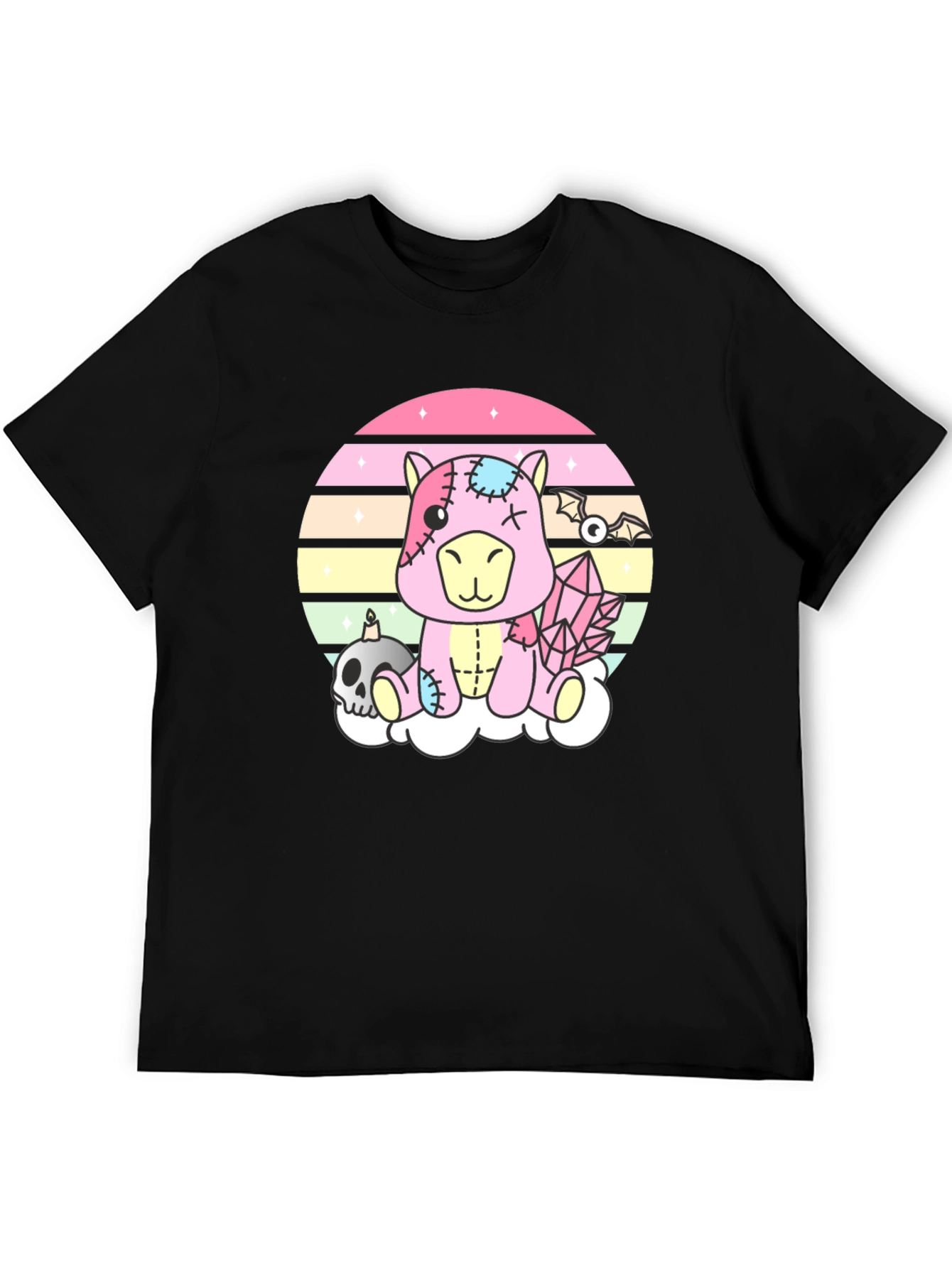 Black Pastel Goth Zombie Unicorn T-Shirt view 5