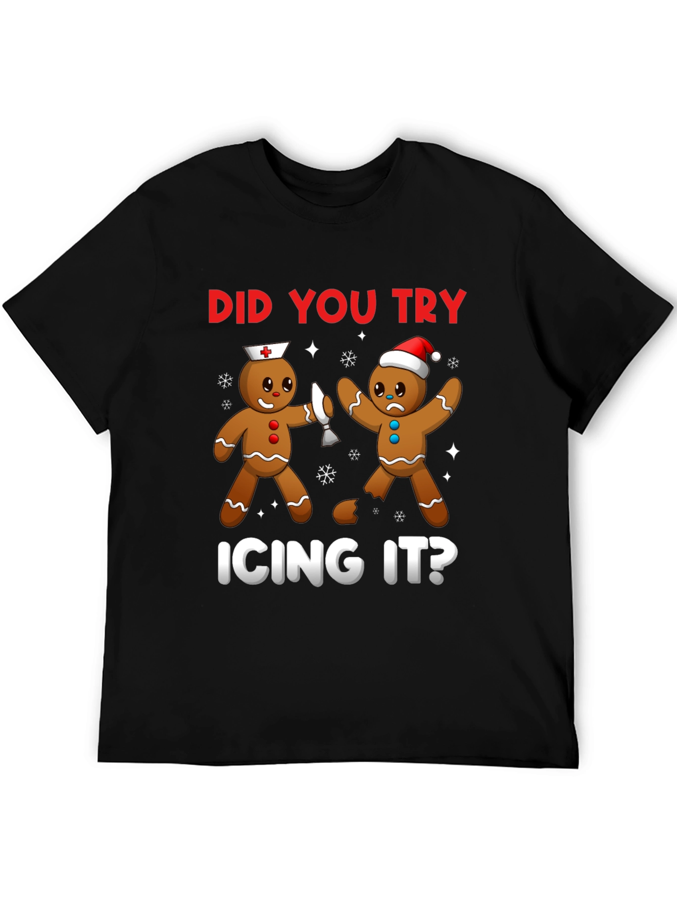 Black Gingerbread Icing T-Shirt Funny Christmas Tee view 5