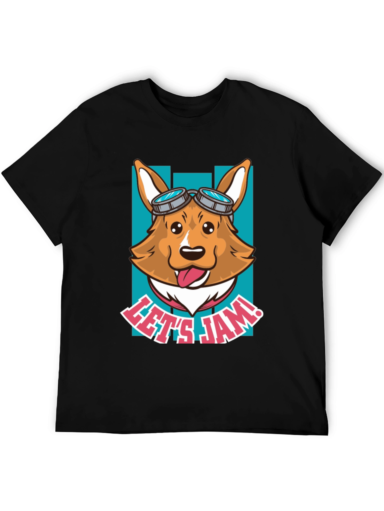 Black Let's Jam Corgi T-Shirt - Funny Dog Tee view 5