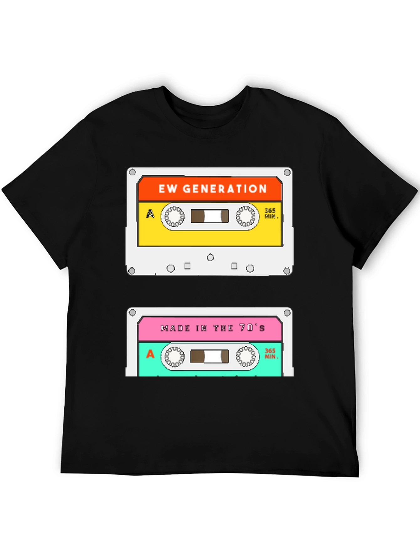 Black Retro Cassette Tape Graphic T-Shirt - EW Generation & 70's Mix view 5