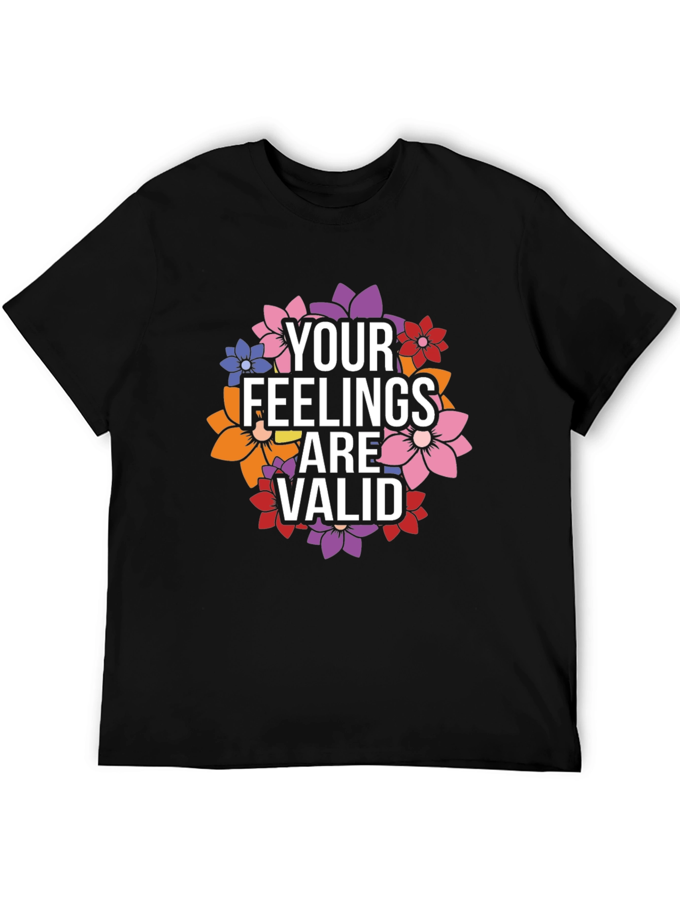 Black Feelings Valid Floral Black Graphic Tee view 5