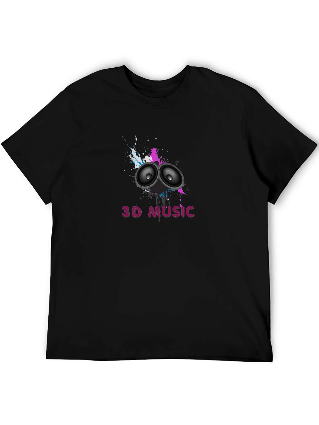 Black 3D Music Graphic Black T-Shirt view 5
